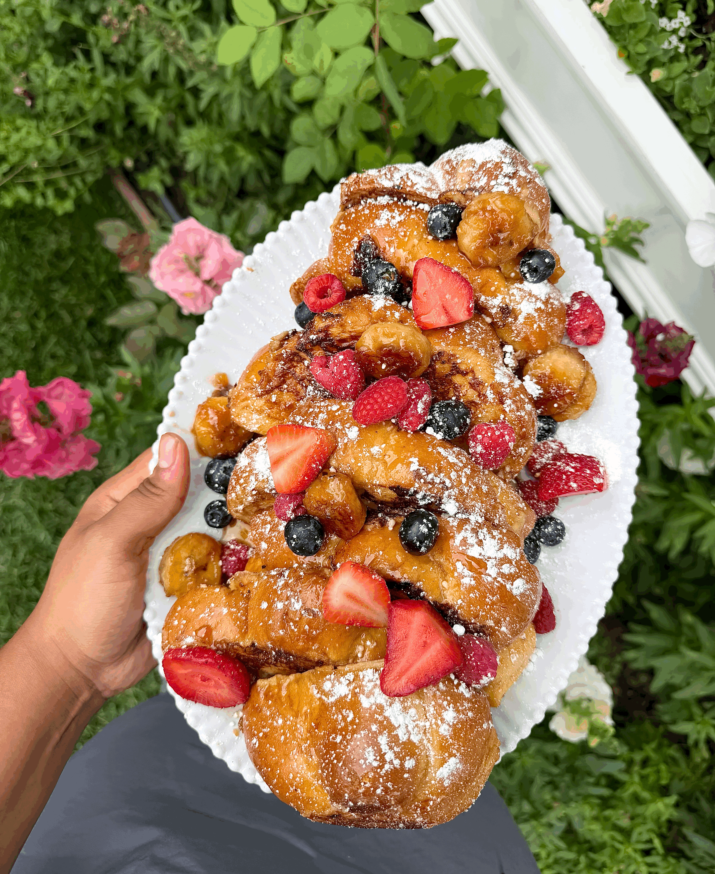Pillowy Challah French Toast With Caramelized Bananas &amp; Fresh Berries 