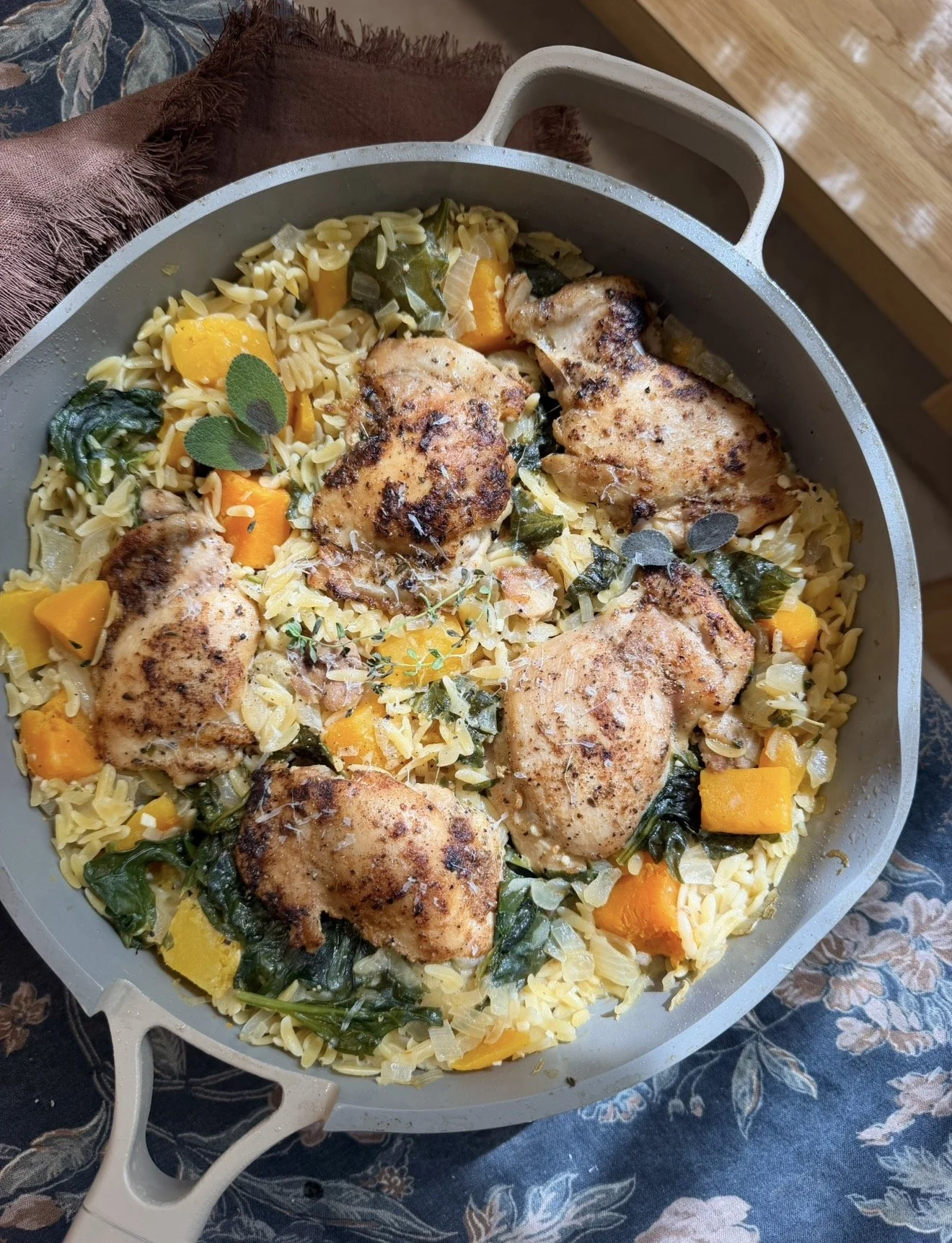 One-Pot Butternut Squash Chicken &amp; Orzo (Under 30 Minutes)