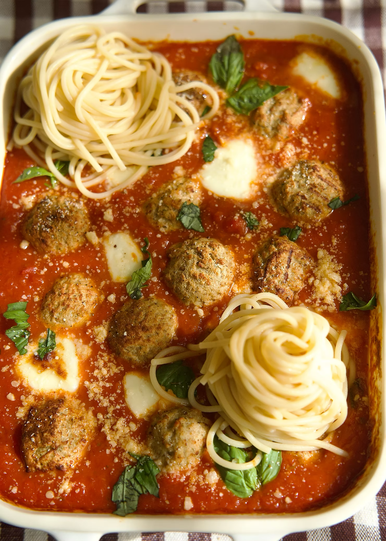 One-Pot Spaghetti and Meatballs Bake