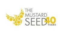 Logo for The Mustard Seed celebrating 40 years, with a mustard seed graphic