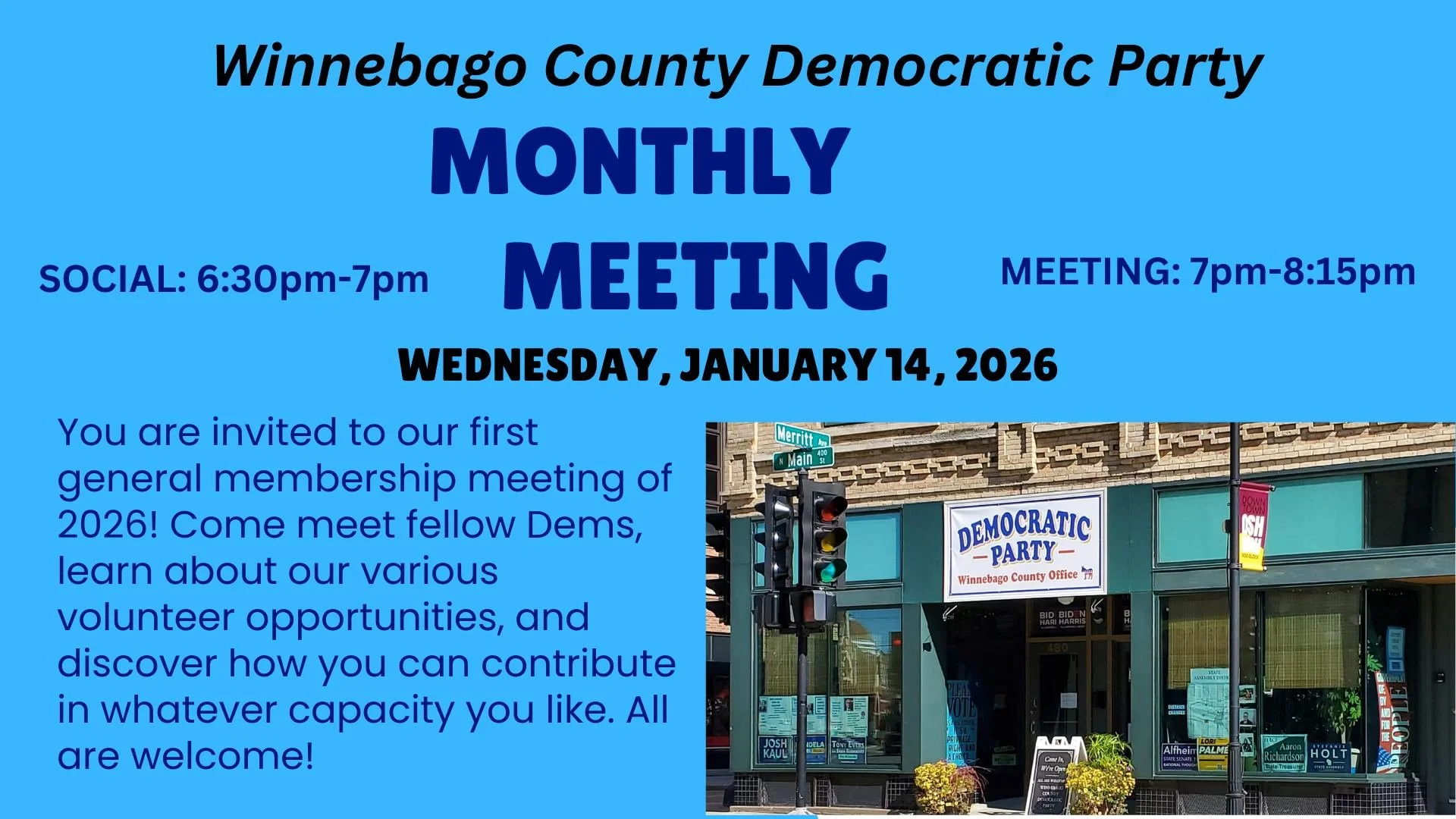 Winnebago County Democratic Party Monthly Meeting
