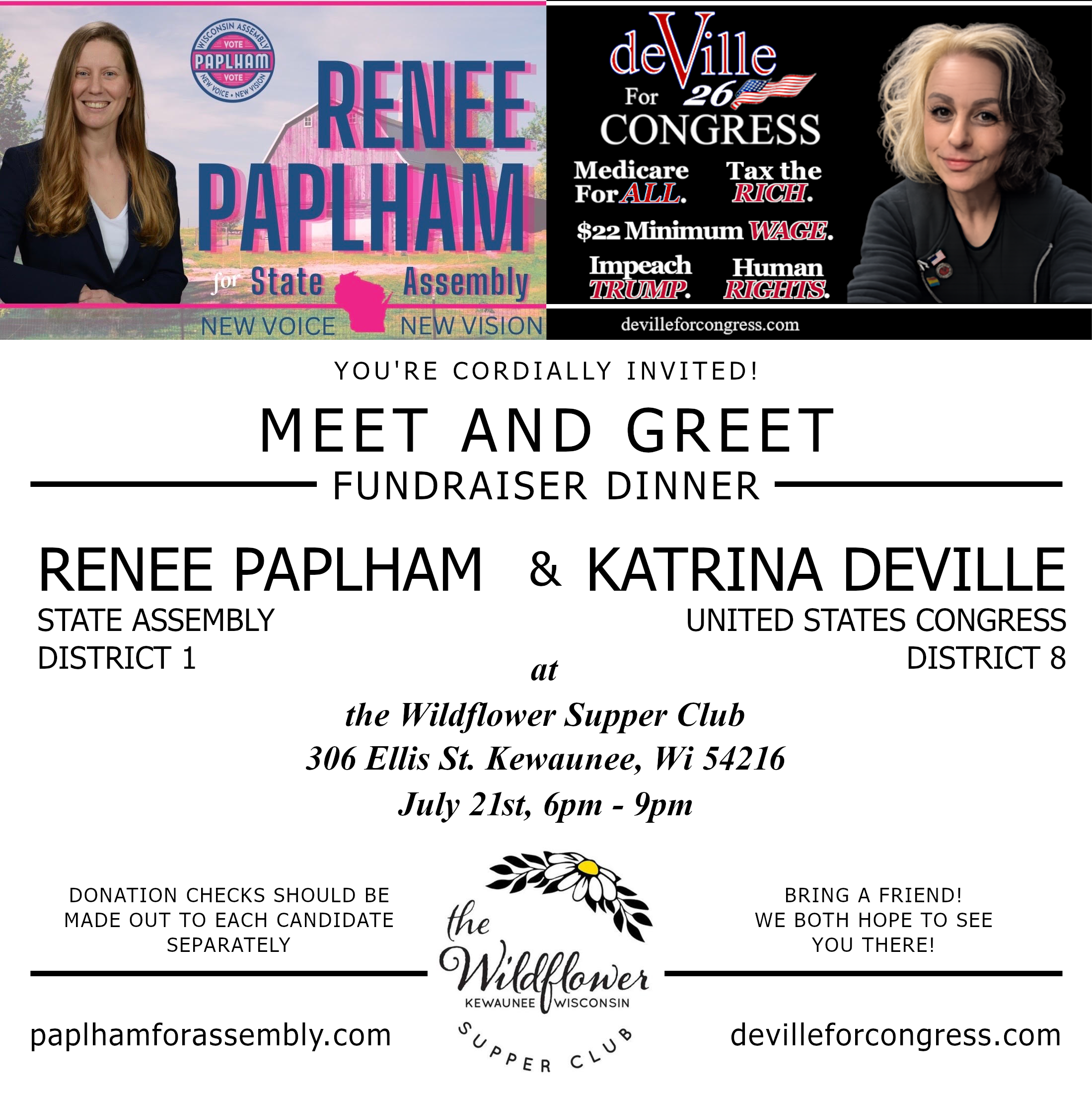 Meet and Greet Fundraiser Dinner with Renee Paplham!