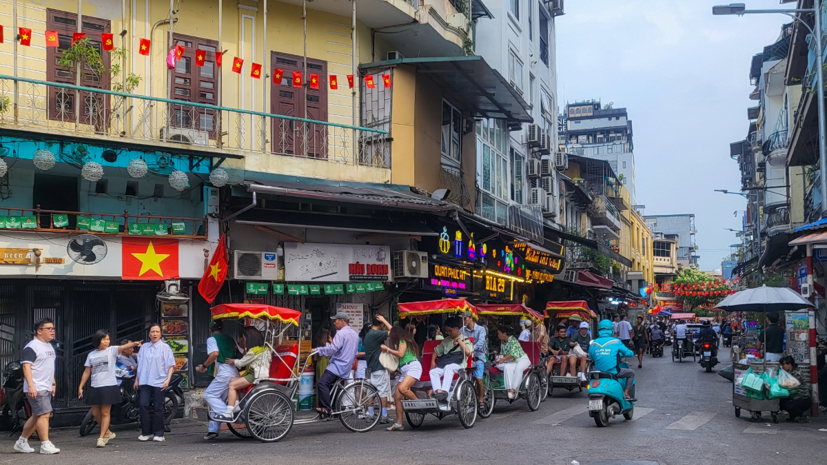 A bustling street in Hanoi, Vietnam
