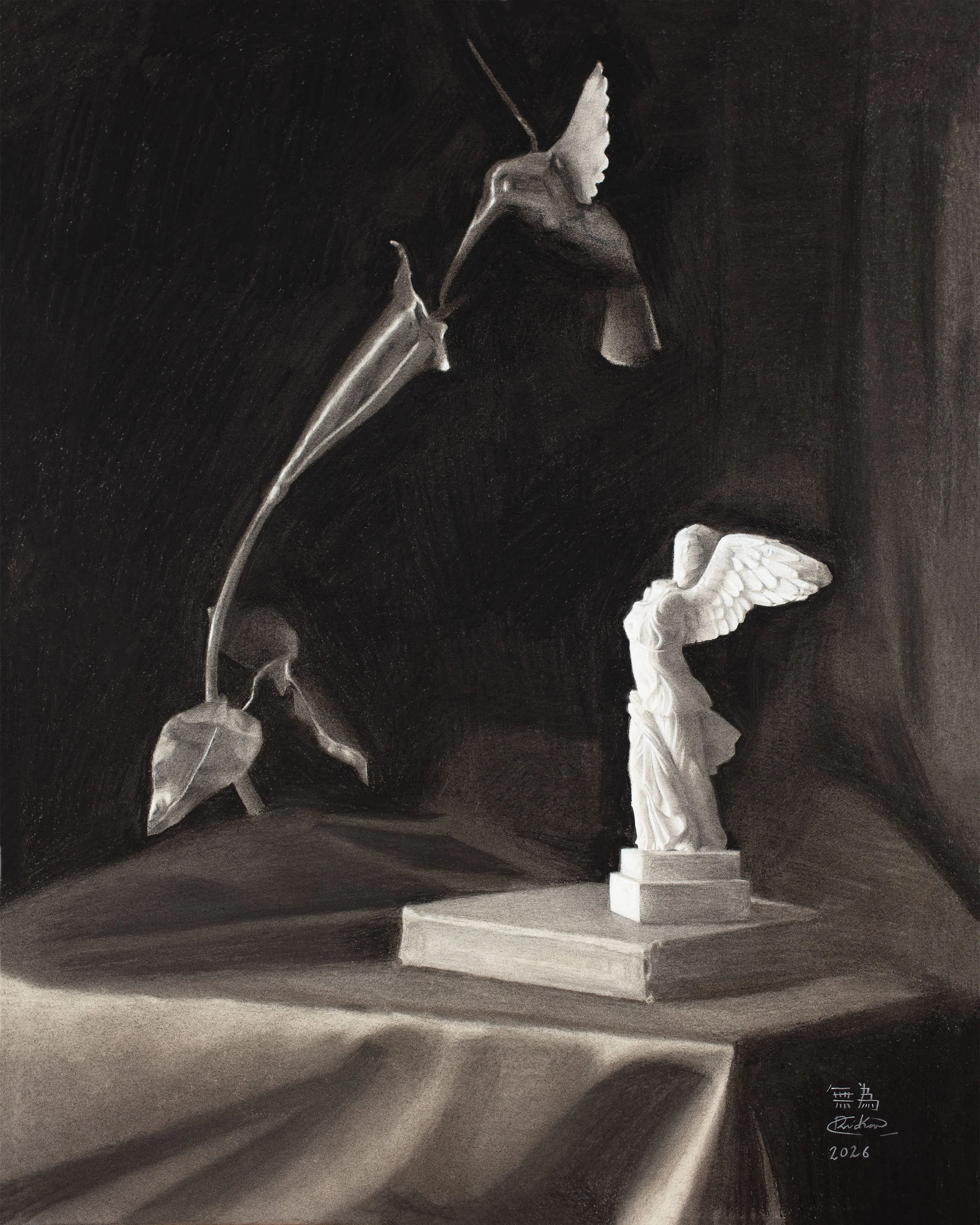 Wings, 16X20" Charcoal & chalk on toned paper – 2026