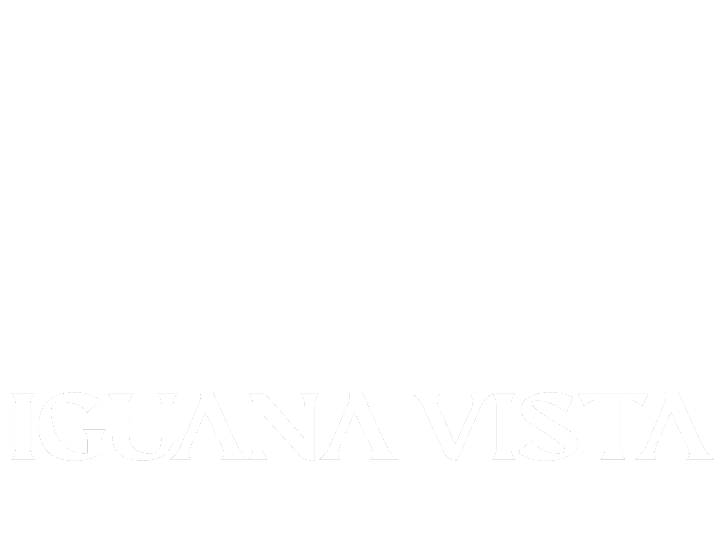 A black and white logo for Iguana Vista Estates featuring a stylized iguana head inside a circular border with the estate name beneath.
