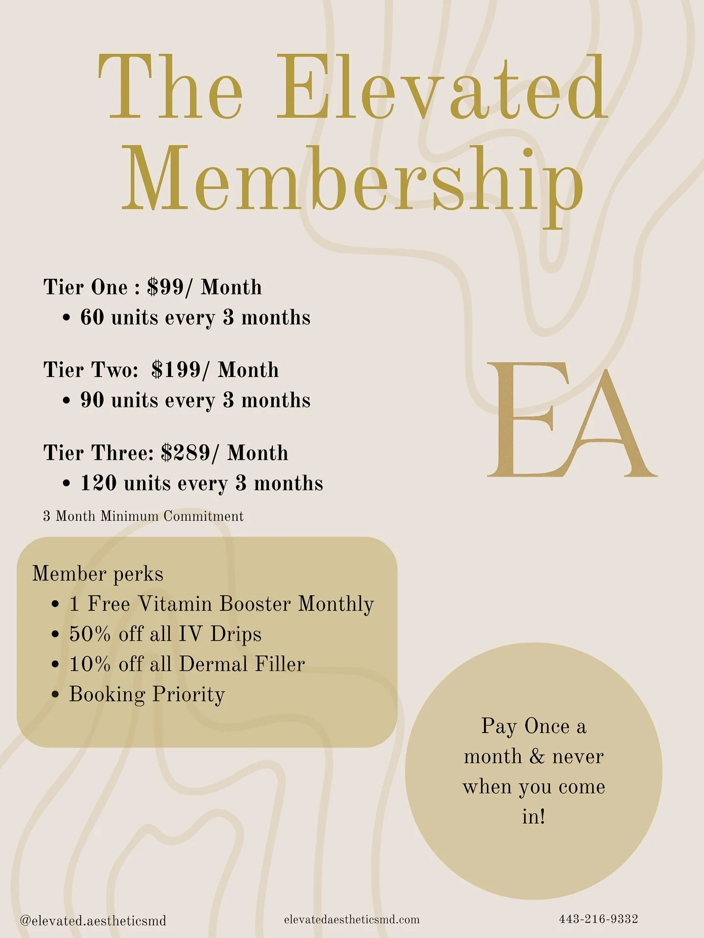 ✨ Introducing The Elevated Membership ✨

Your beauty routine, simplified. Become a member and enjoy exclusive pricing on Tox, complimentary monthly Vitamin Boosters, and 50% off all IV Drips, &amp; 10% off all dermal filler treatments &mdash; all whi