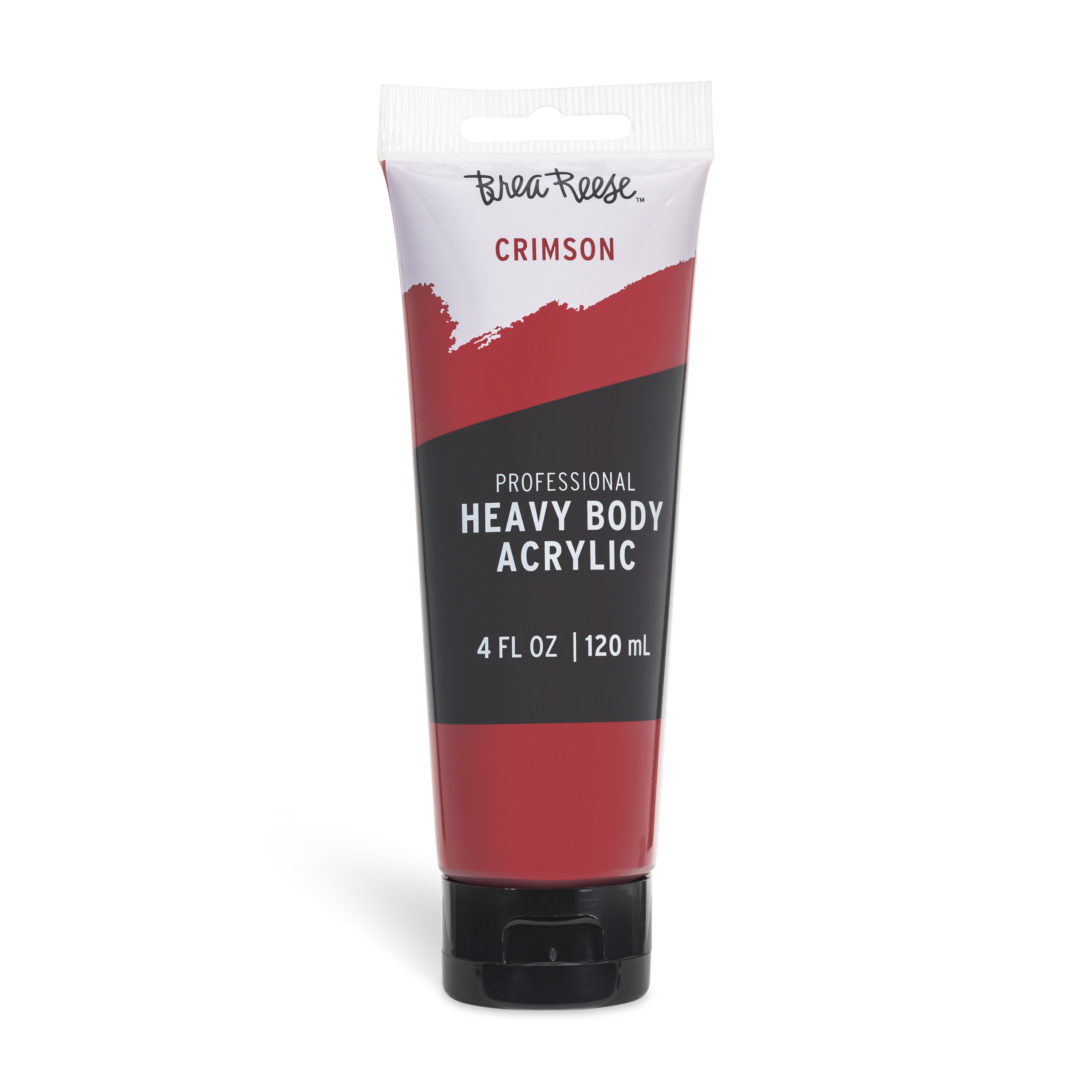A tube of Bea Reese Crimson professional heavy body acrylic paint, 4 fluid ounces.