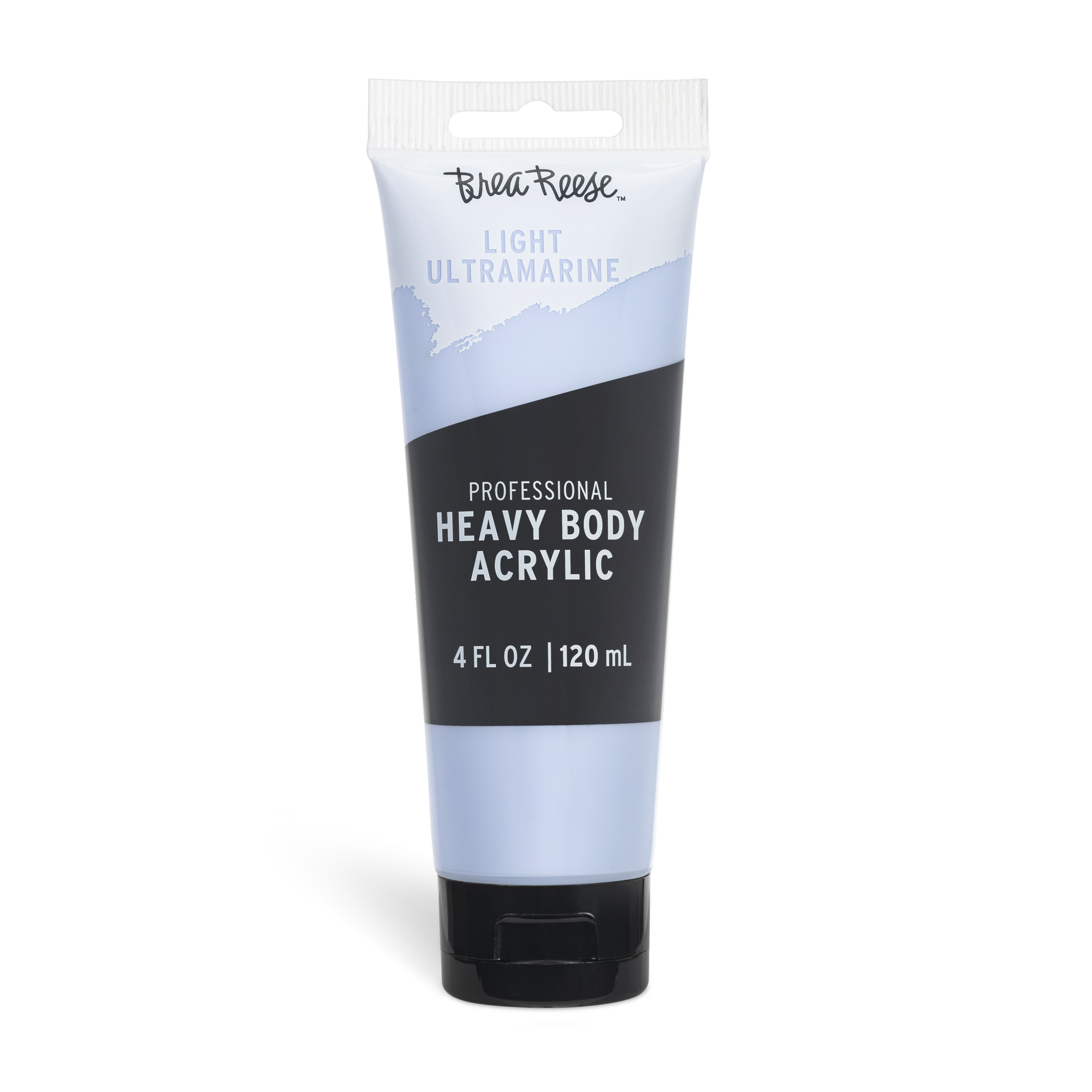 Tube of BeaReese Light Ultrafarine Heavy Body Acrylic paint, 4 fl oz, black cap, black and blue label.