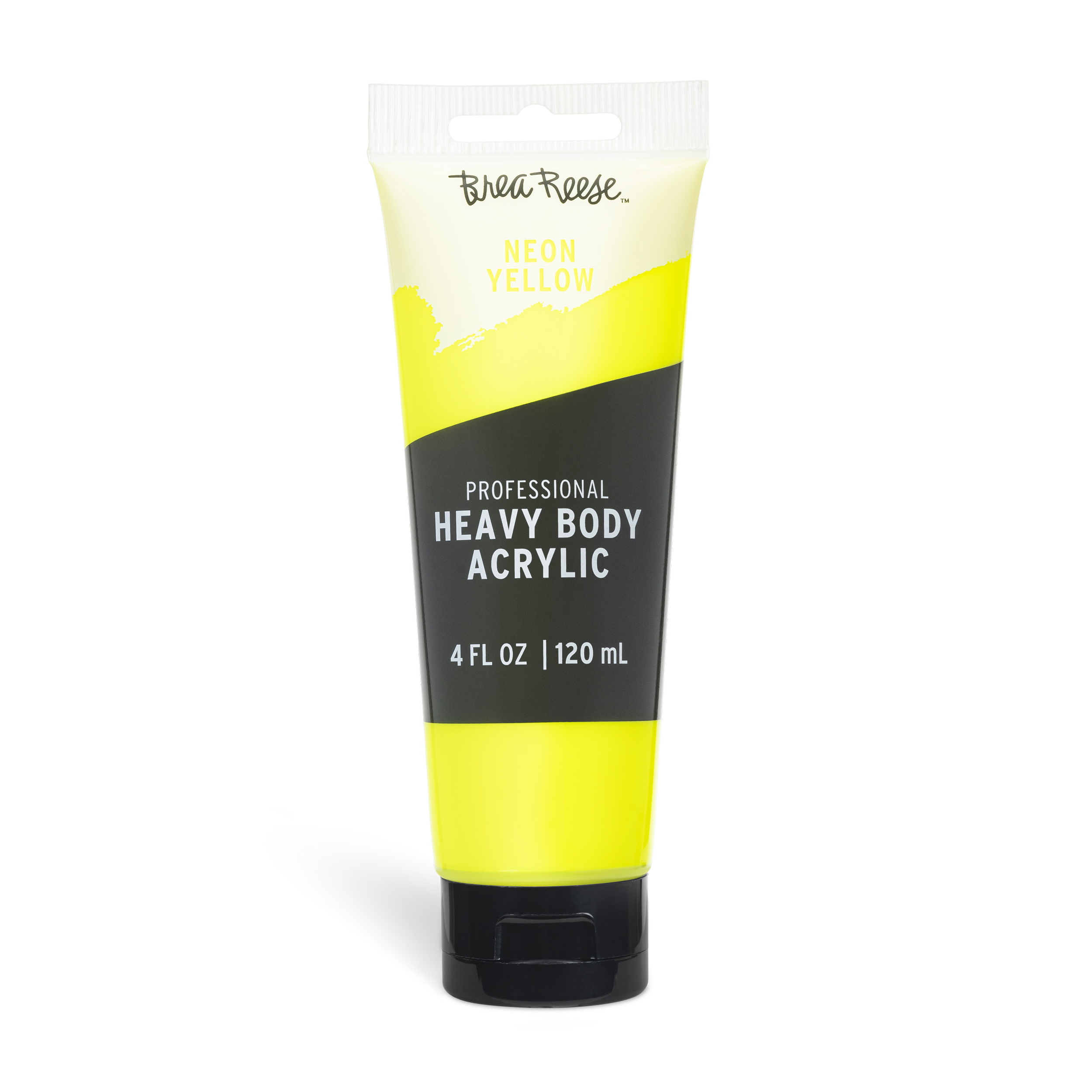 Tube of BreeReese Neon Yellow Heavy Body Acrylic paint.