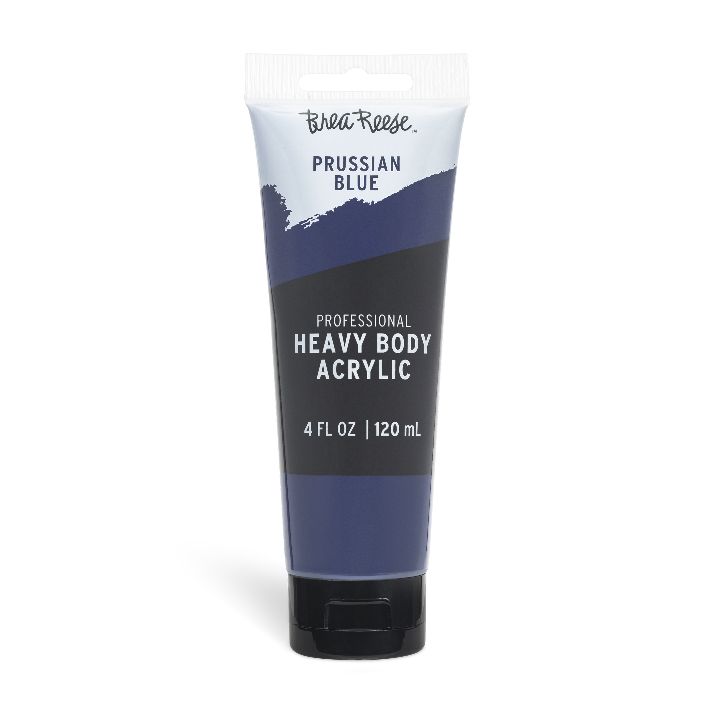A tube of BreaReese Prussian Blue professional heavy body acrylic paint, 4 fluid ounces.