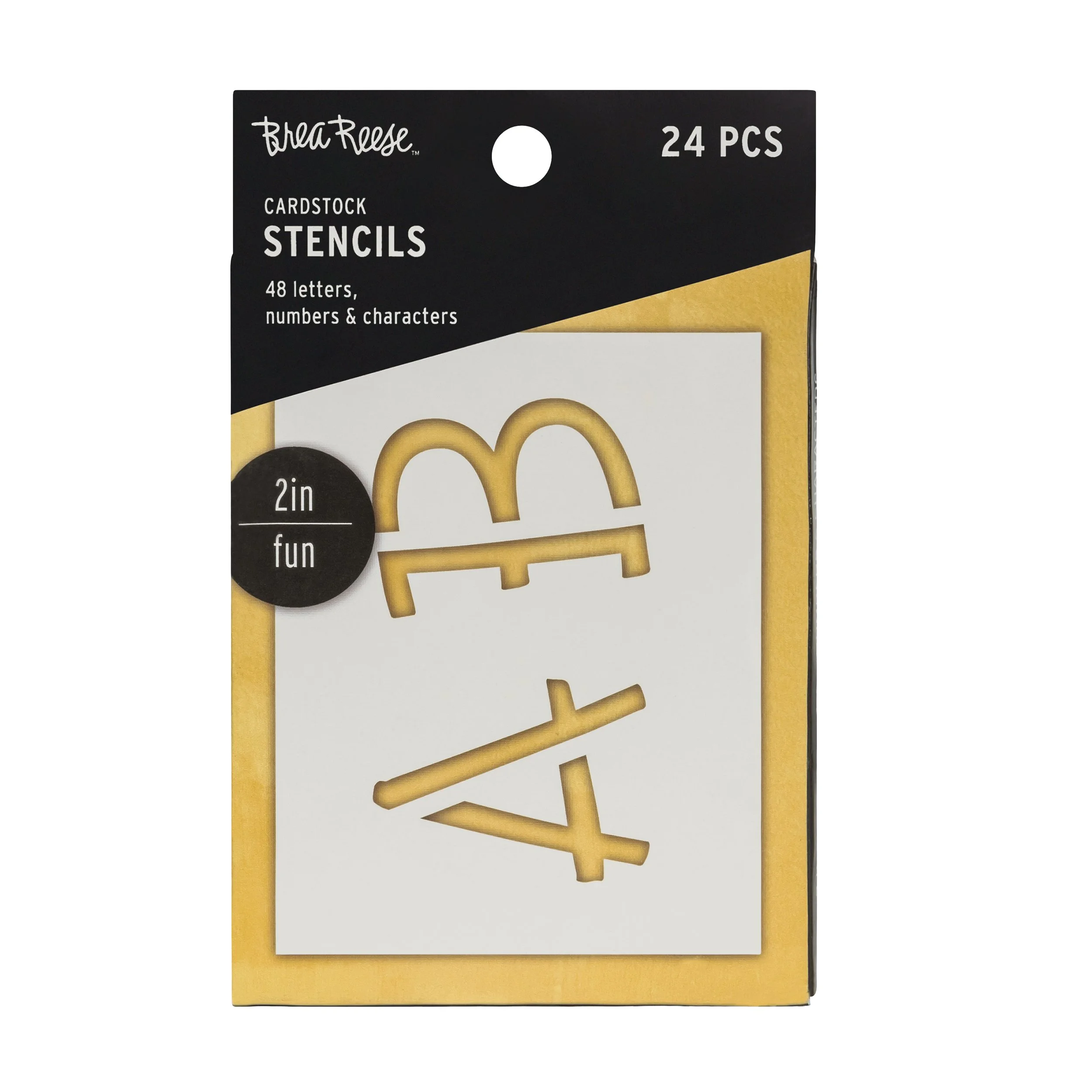 Deck of 24 cardstock stencil pieces featuring letters, numbers, and characters for arts and crafts projects.