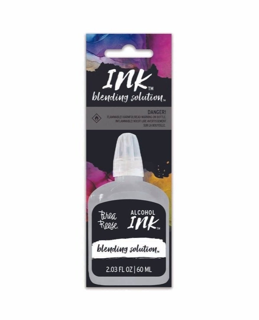 Bottle of alcohol blending solution with purple, black, pink, and yellow packaging, labeled as 'Brea Rose' with a no-drip applicator tip.