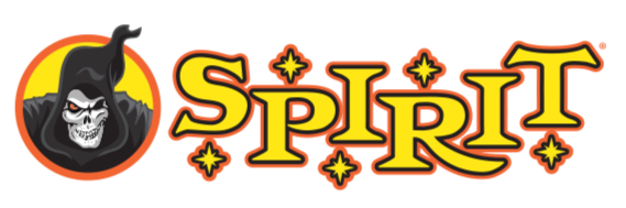 Colorful logo with a cartoon skull with a hood on the left and the word 'SPIRIT' in large yellow letters with red outlines and star accents.