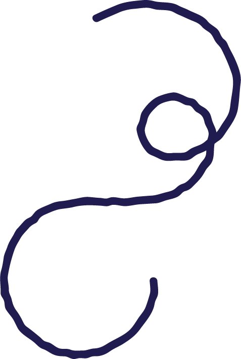 Line drawing of a swirled, spiral-like shape