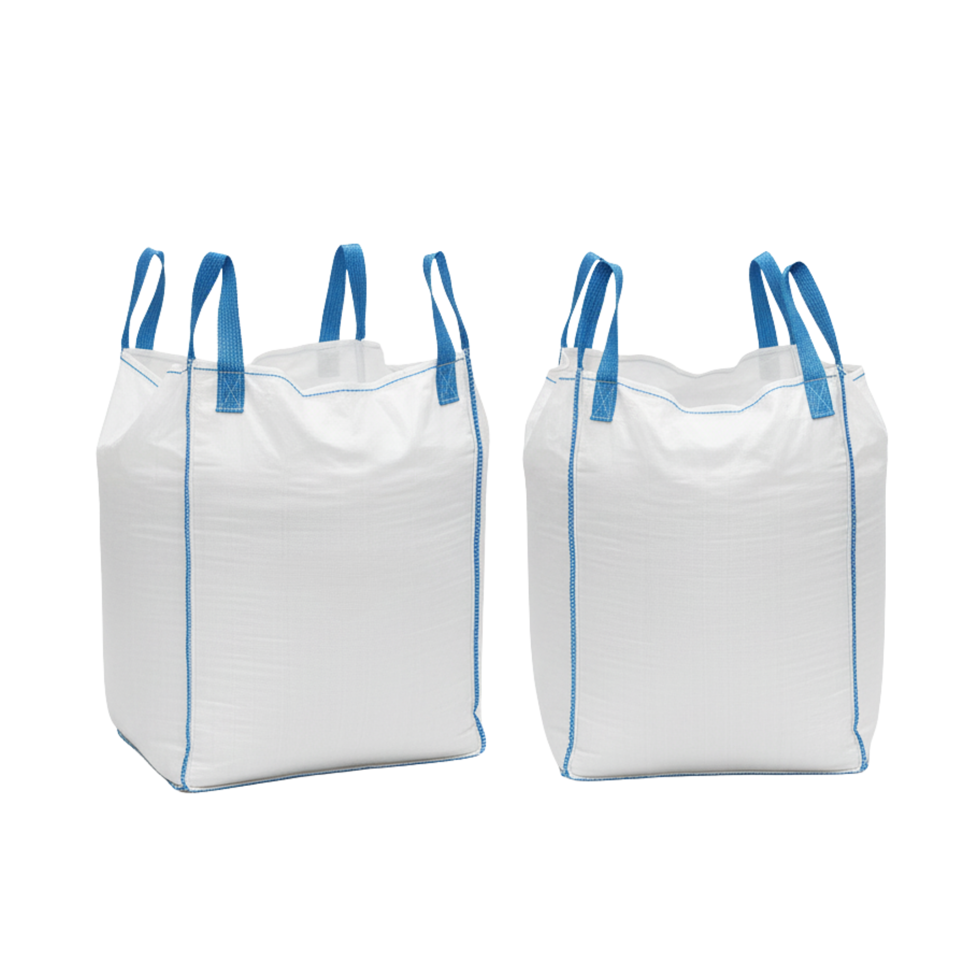 Two large white FIBC Bulk Bags or Super Sacks manufactured by InSeason Packaging.