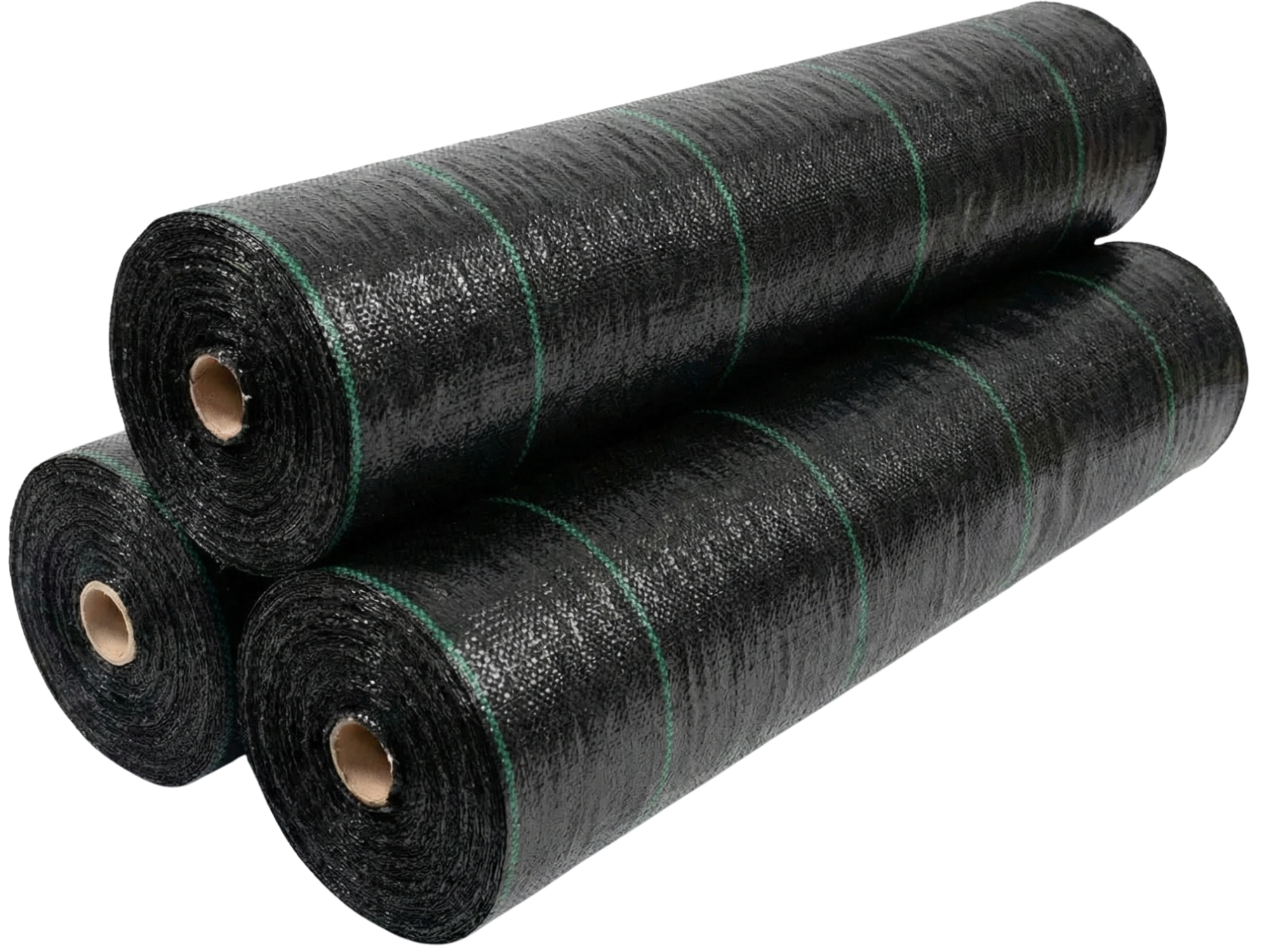Three rolls of Weed Mat for agricultural fields.