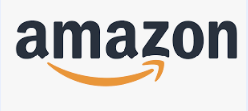 Amazon logo with black text and orange arrow underneath
