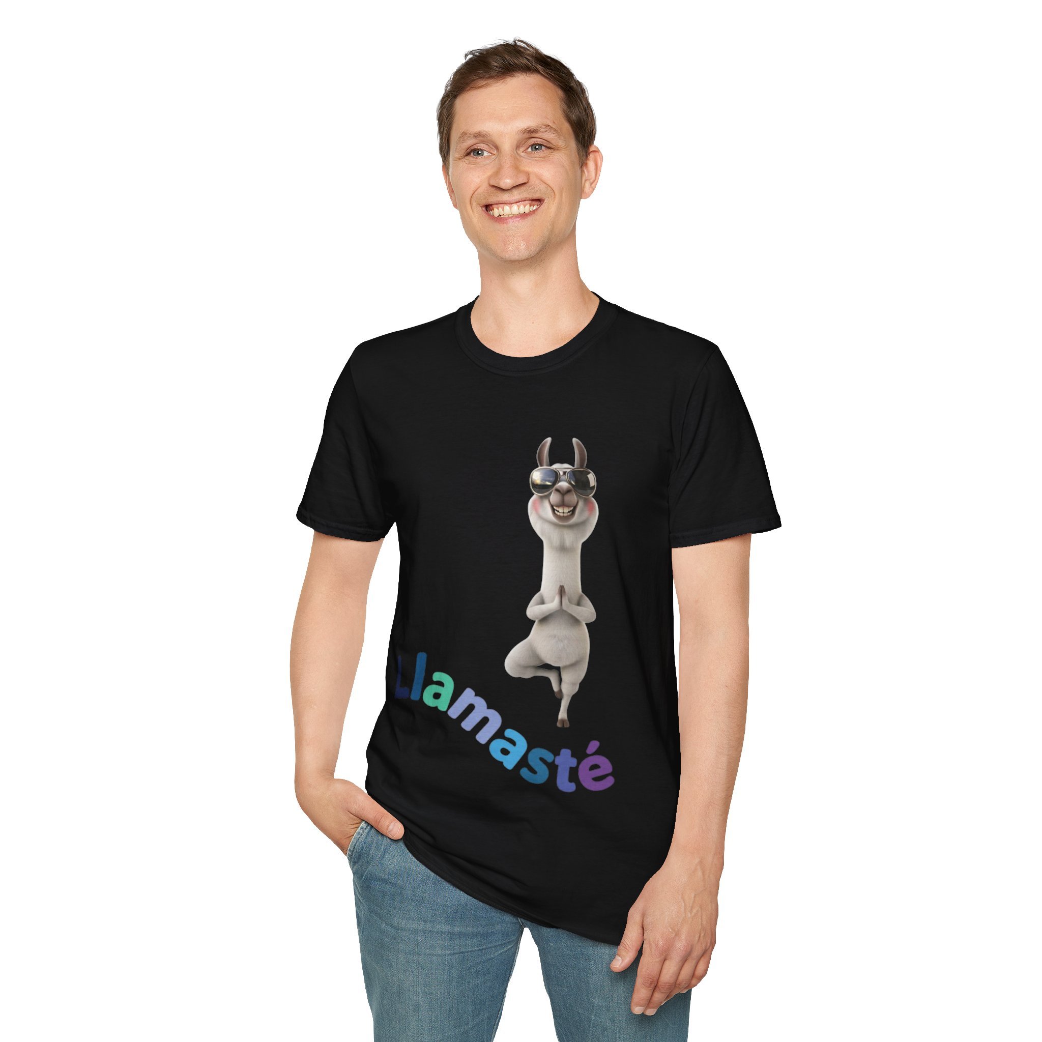 Llamasté Yoga Llama T-Shirt – Fun Play on "Namasté" Graphic Tee