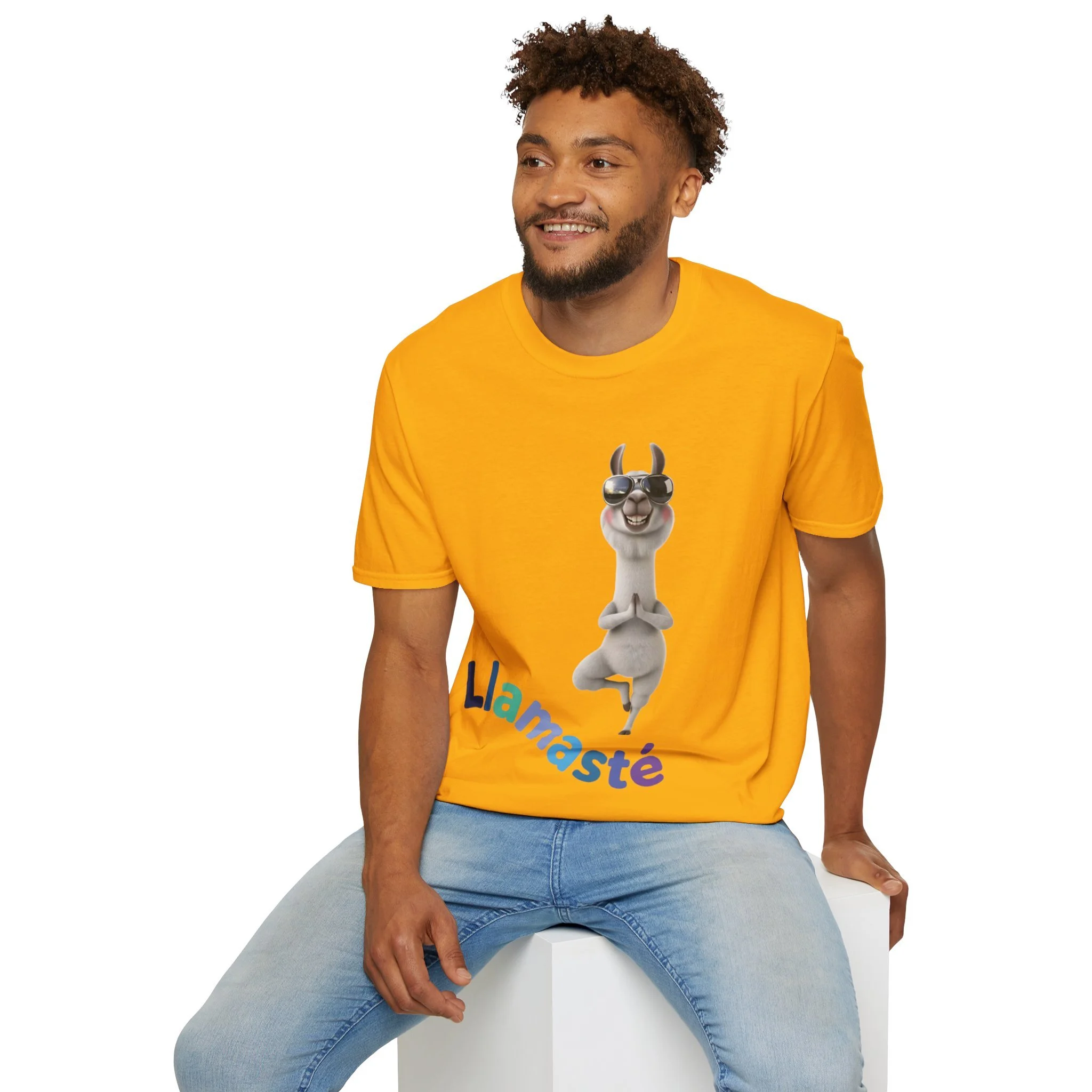 Llamasté Yoga Llama T-Shirt – Fun Play on "Namasté" Graphic Tee