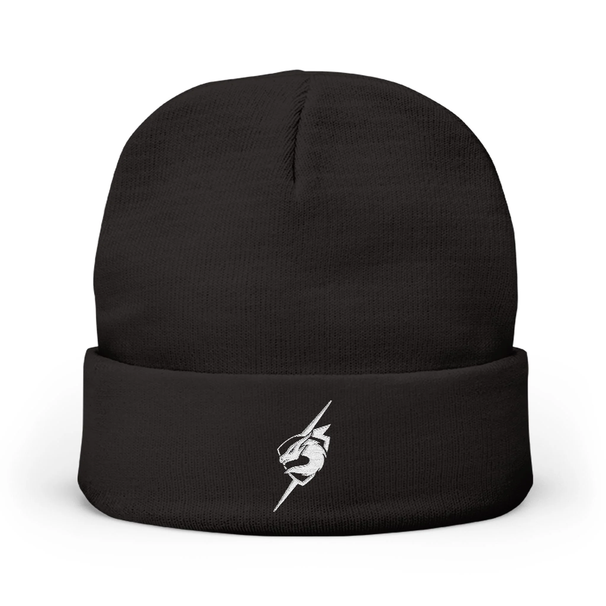 White Dragon Embroidered Beanie — Shield Sigil Knit Hat – Streetwear Winter Hat