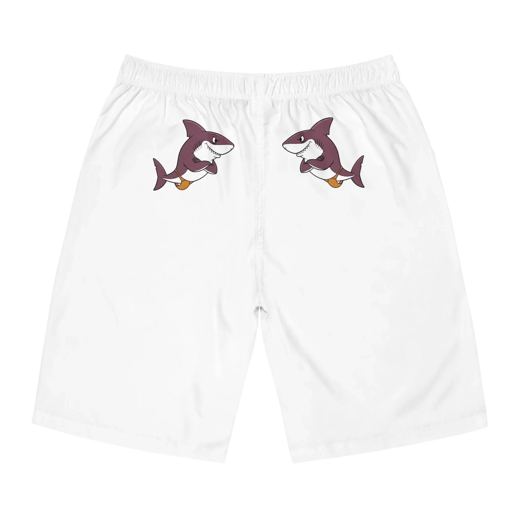 Shark in Robe Men's Board Shorts — 'Do Not Disturb' Playful Cartoon - Special Edition, White Men's Board Shorts