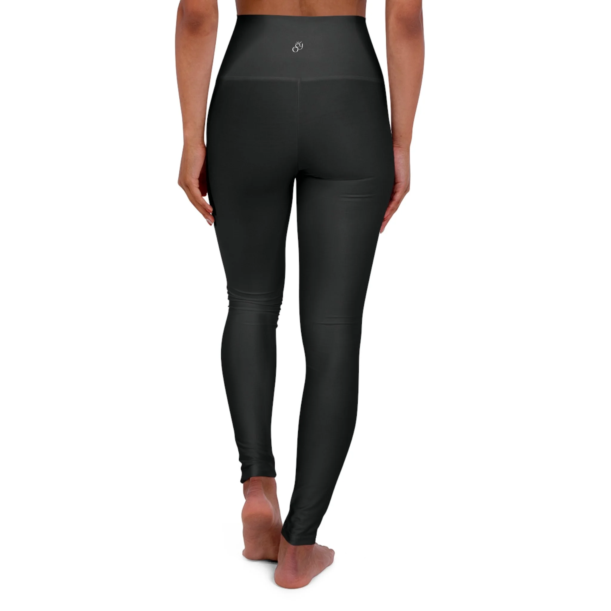 White Lotus Goddess - High-Waisted Black Yoga Leggings