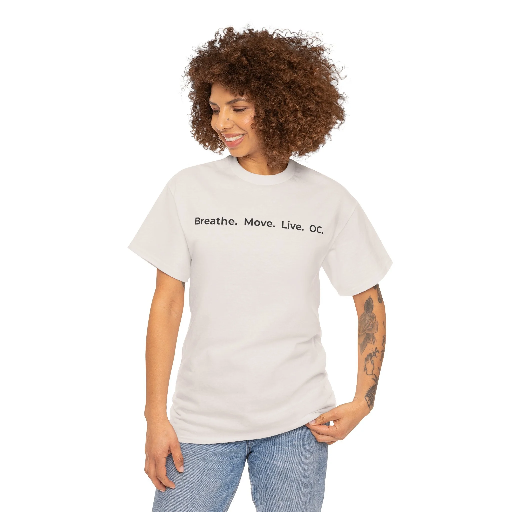 Unisex T-Shirt — "Breathe. Move. Live. OC." Minimal Wellness Tee
