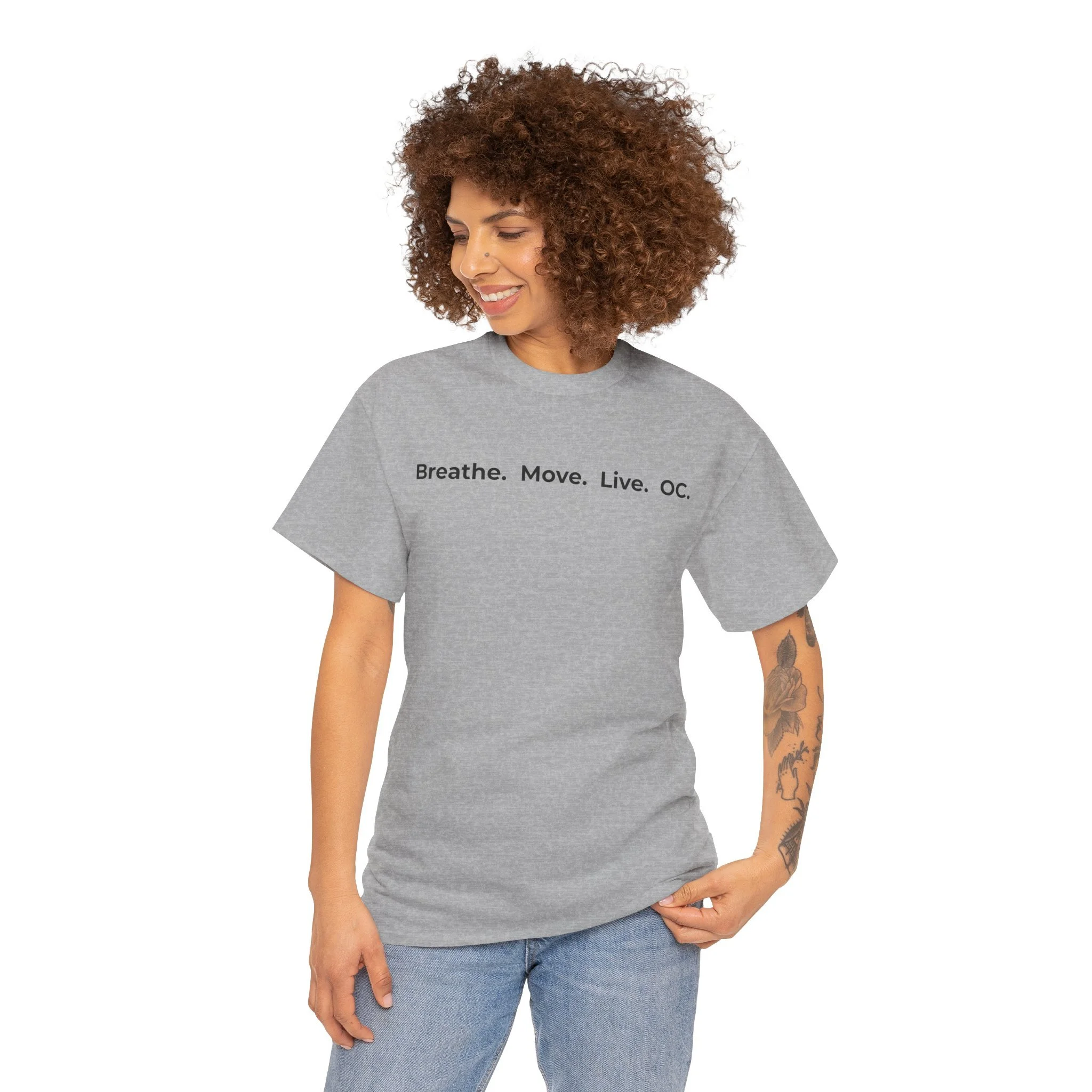 Unisex T-Shirt — "Breathe. Move. Live. OC." Minimal Wellness Tee