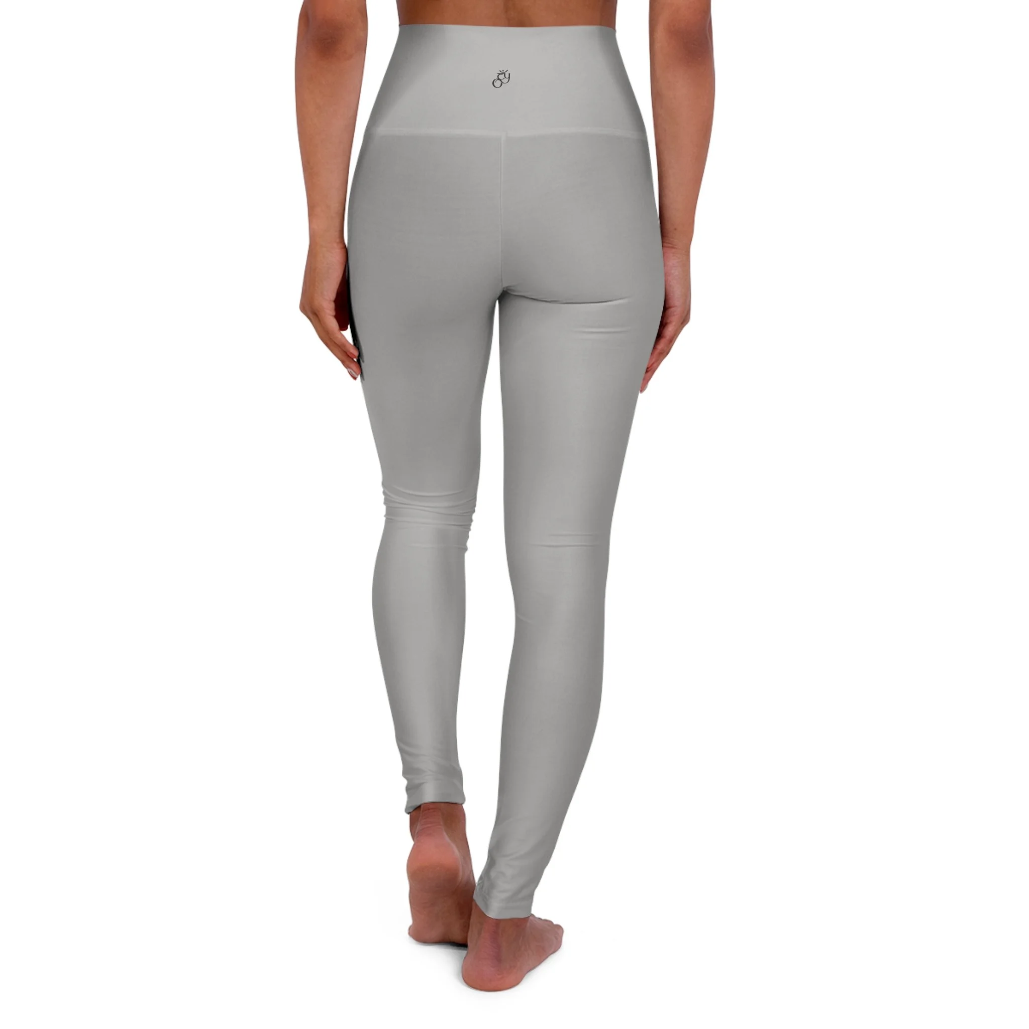 High-Waisted Light Grey Yoga Leggings — Minimal OCY Logo