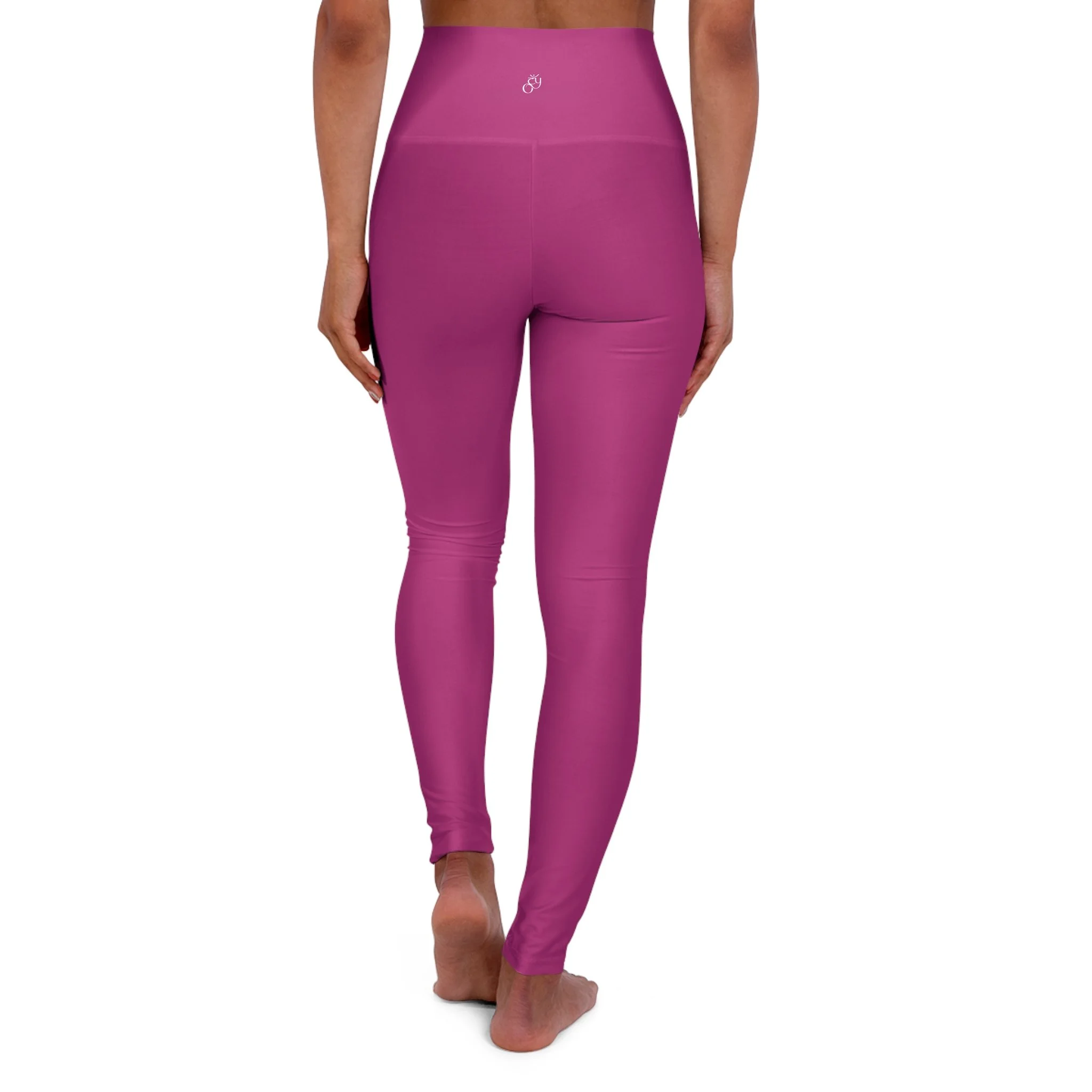 High-Waisted Pink Yoga Leggings — Minimal OCY Logo