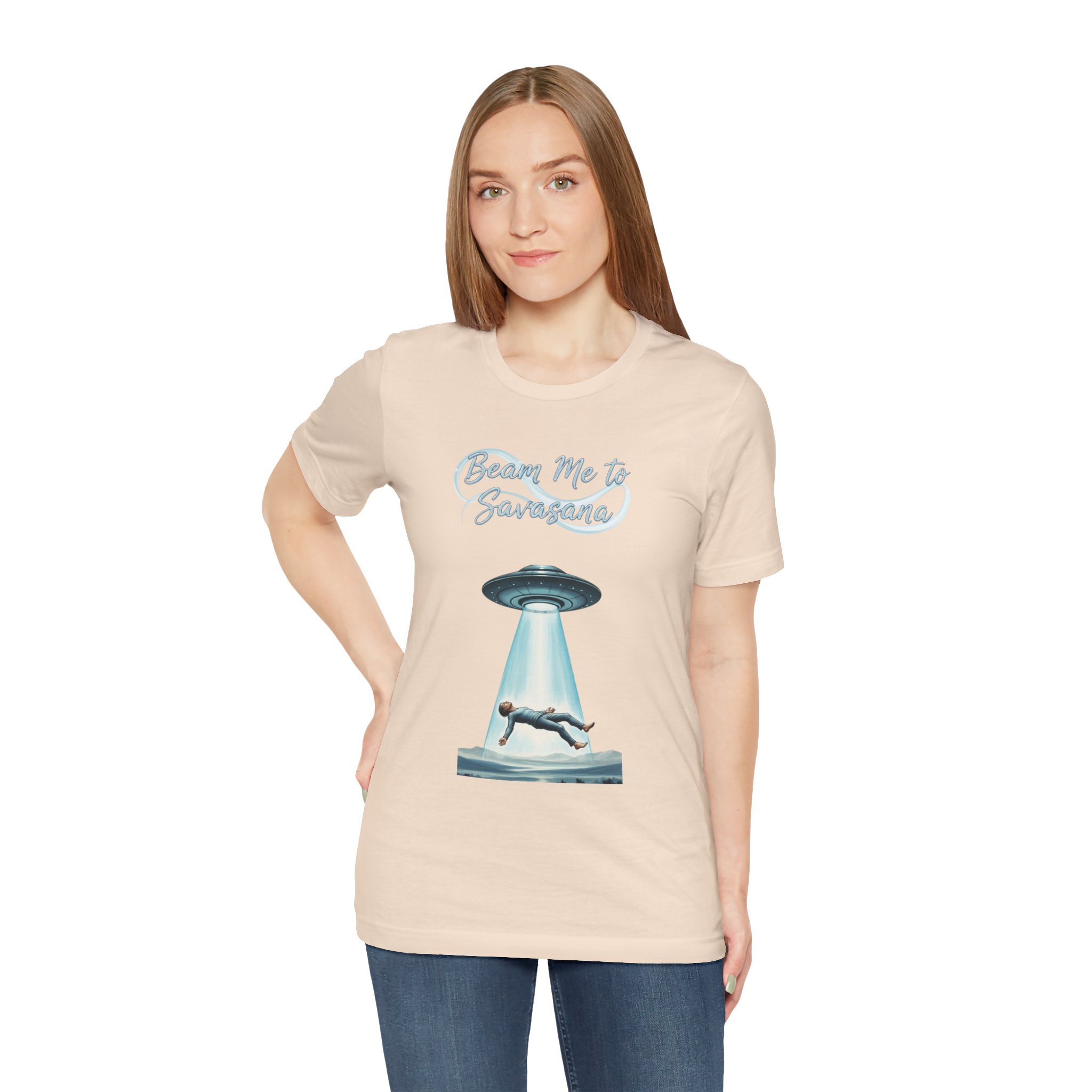 T-Shirt — "Beam Me to Savasana" UFO Yoga Tee — Unisex