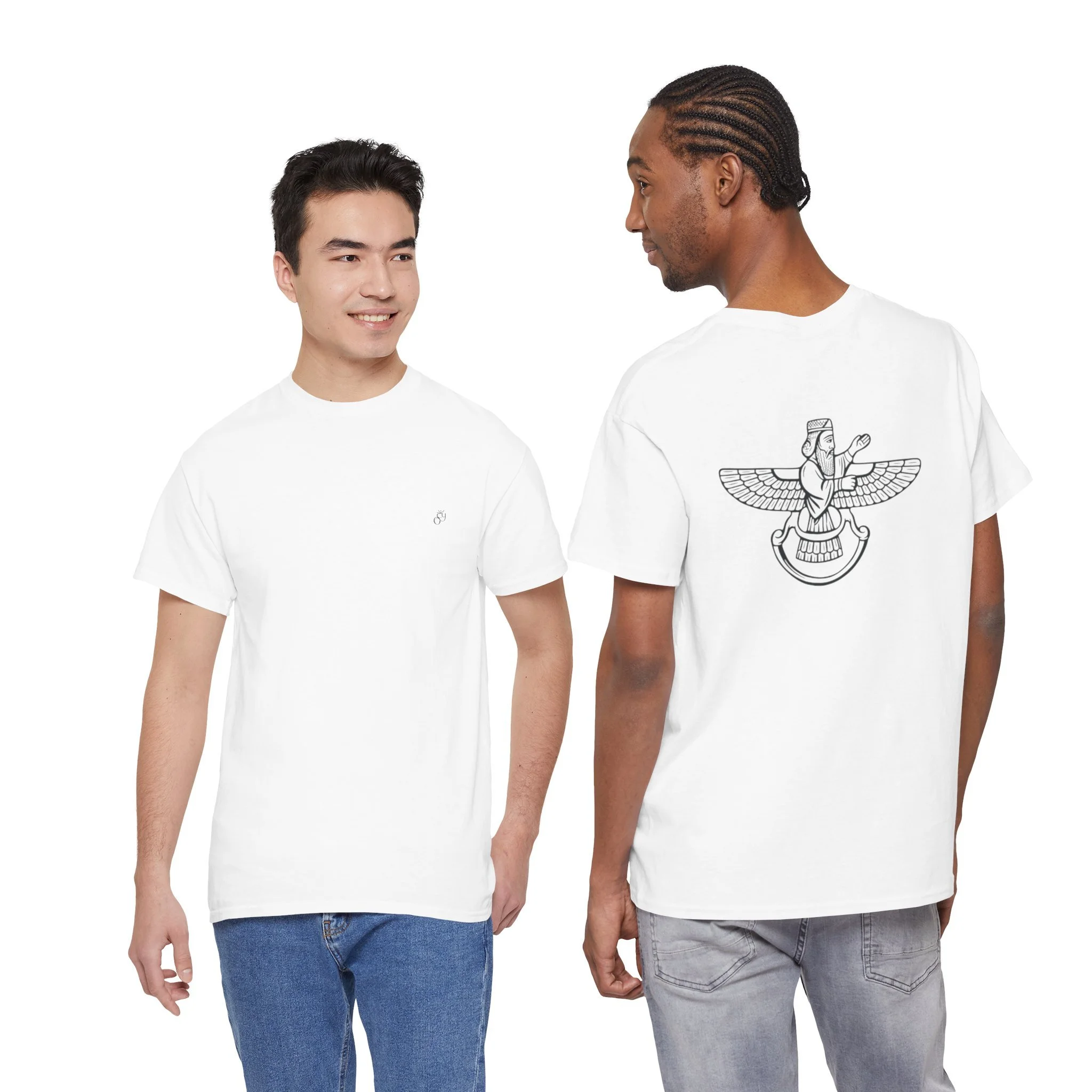 Unisex T-Shirt — Minimal Faravahar Zoroastrian Symbol Back Print