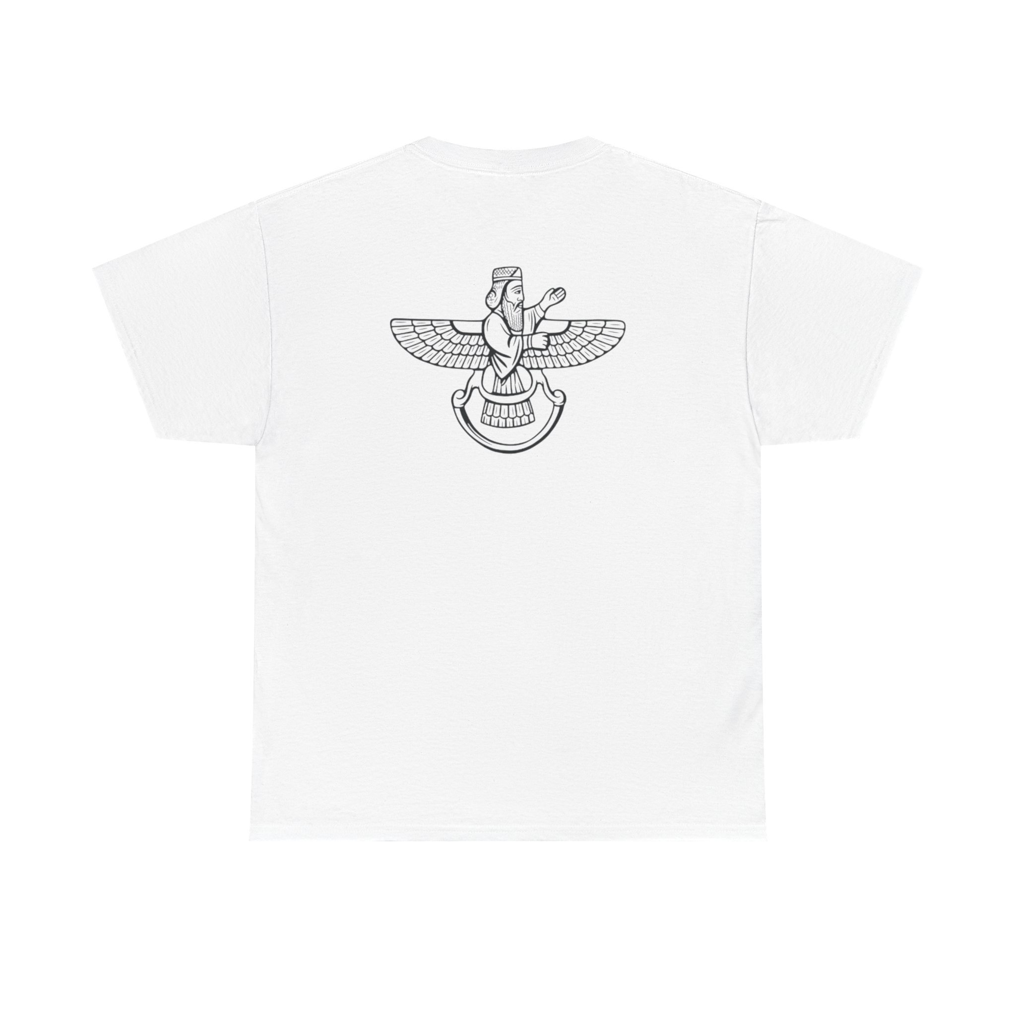 Unisex T-Shirt — Minimal Faravahar Zoroastrian Symbol Back Print