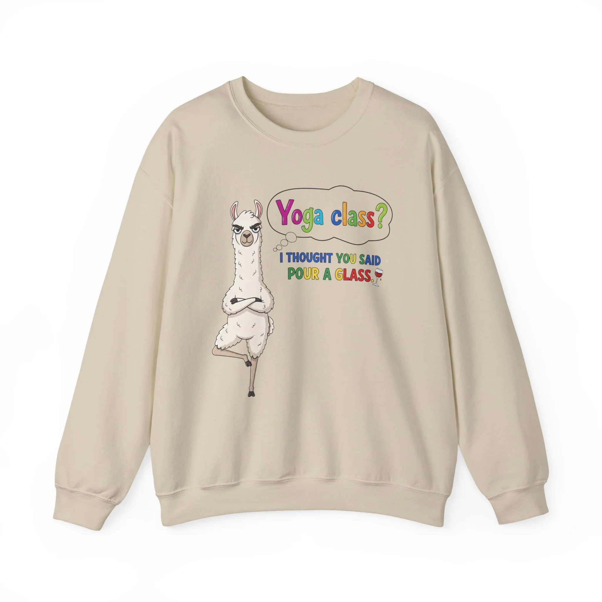 Funny Llama "Men's Yoga" Sweatshirt — Humorous Llama Yoga Crewneck