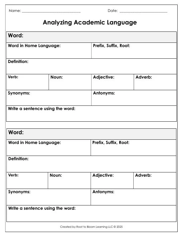 Analyzing Vocabulary | Academic Language