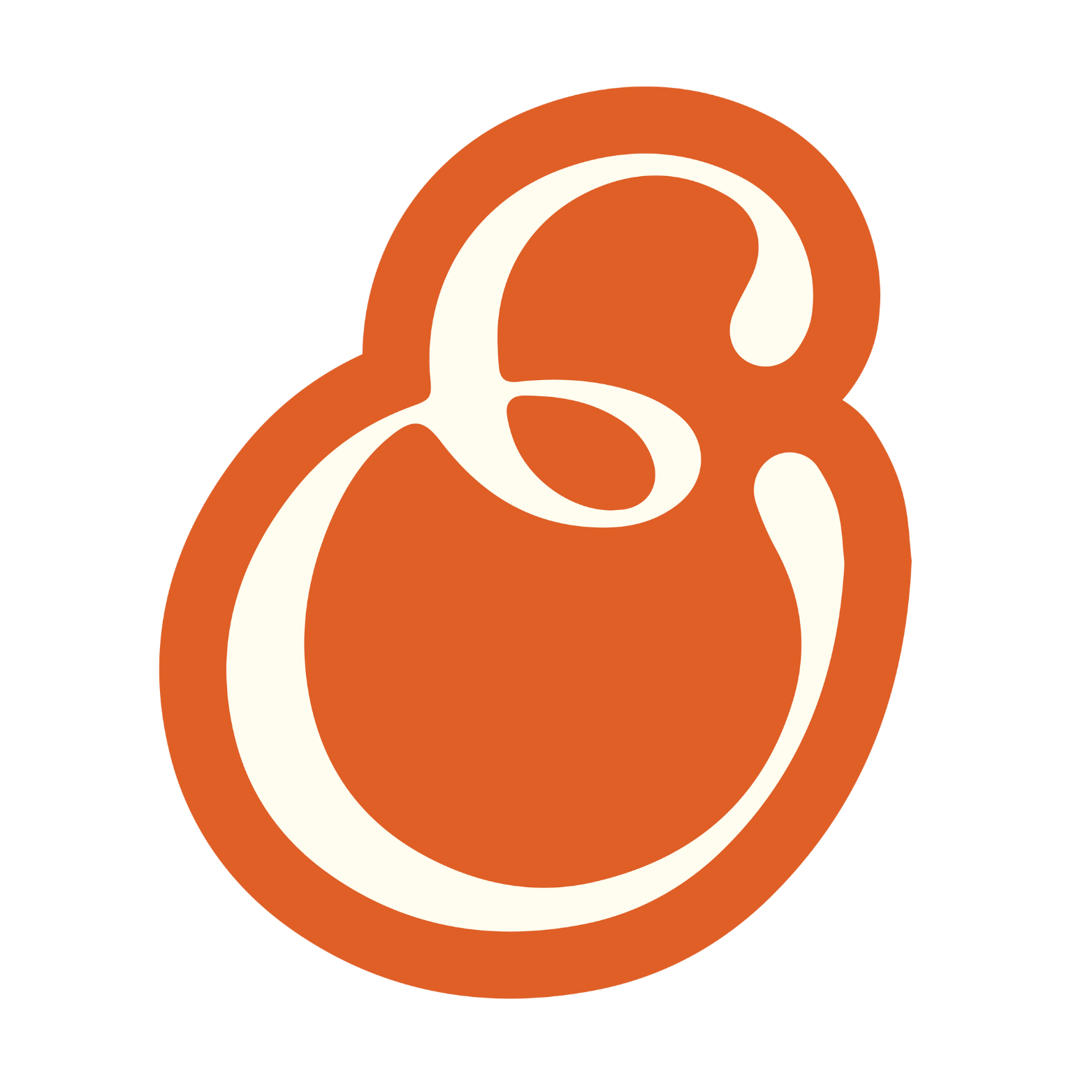 Graphic illustration of the ByEmiola Logo stylized  in white and orange segments.