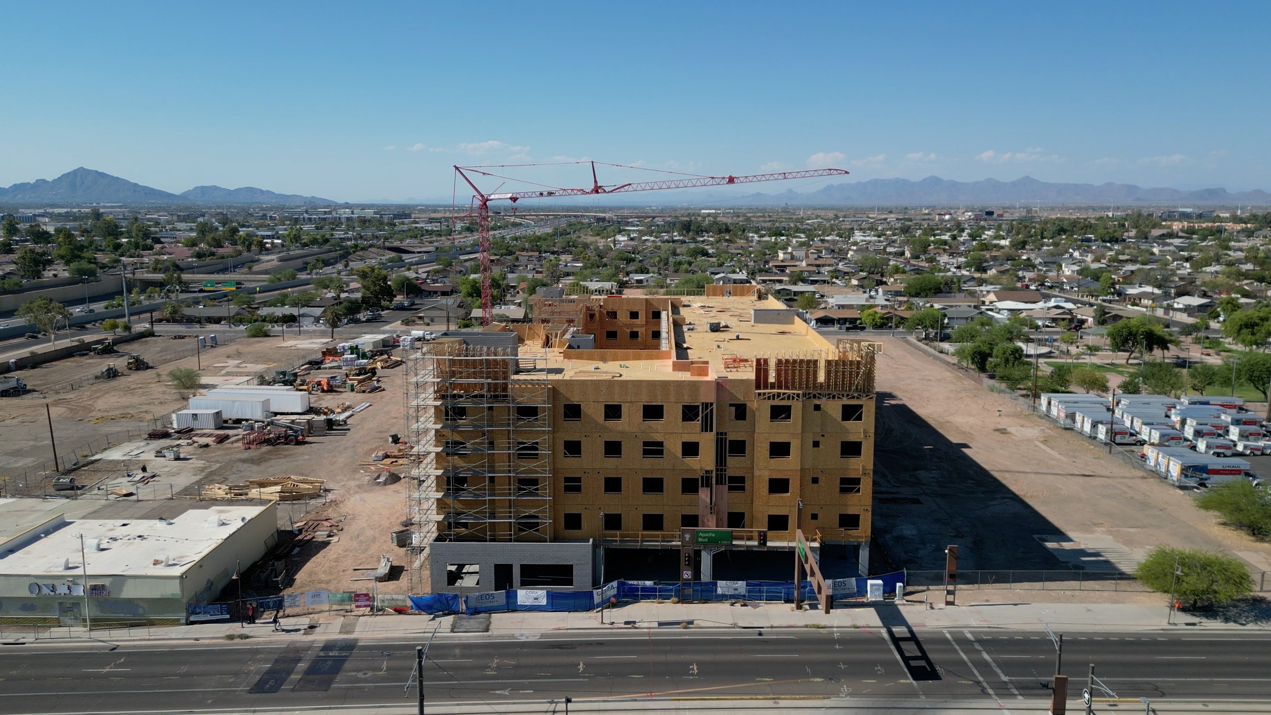 Drone video of a commercial construction site captured for a business marketing project in Arizon