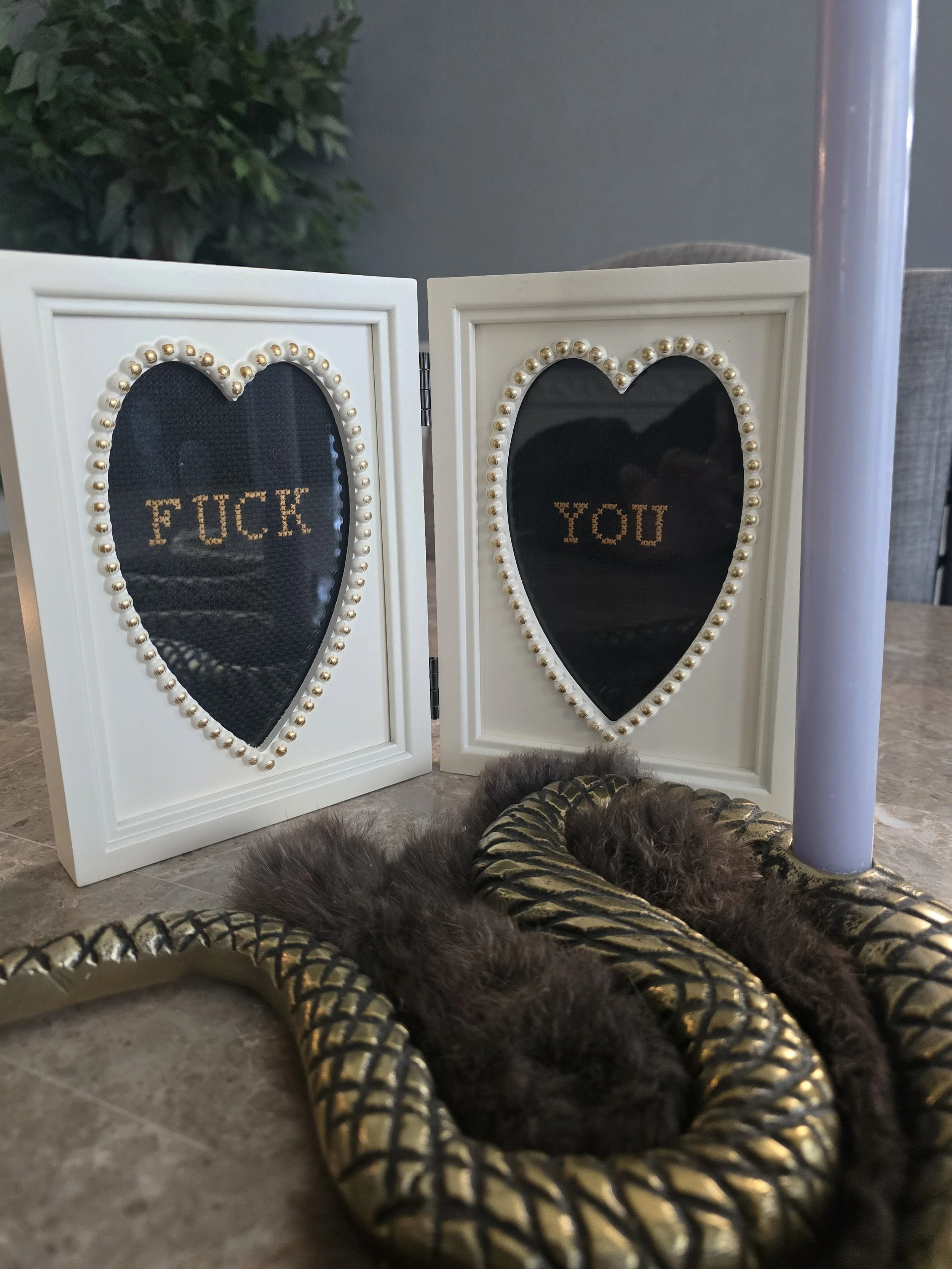 Fuck You Double Heart Frame