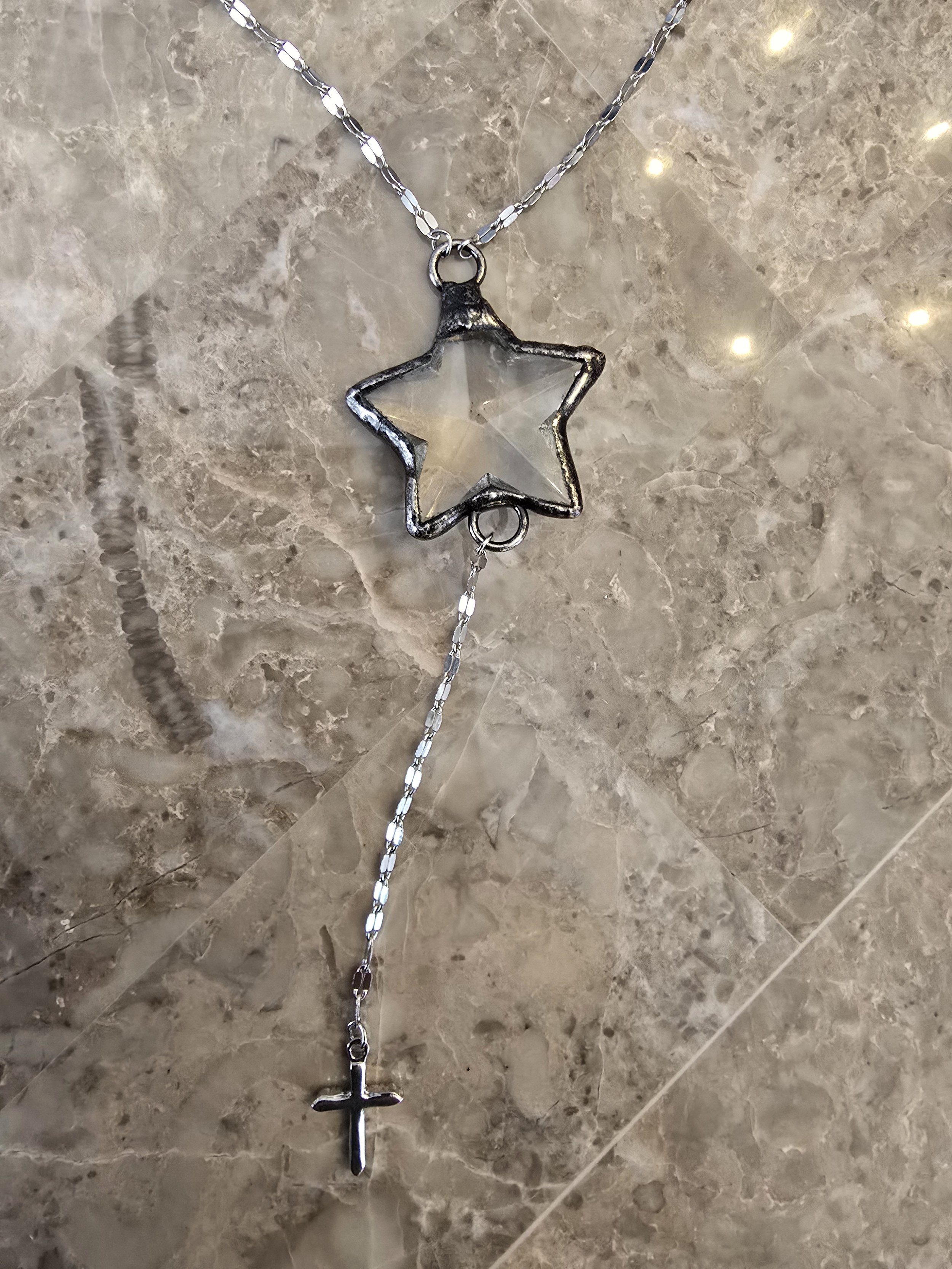 CRYSTAL STAR CROSS NECKLACE