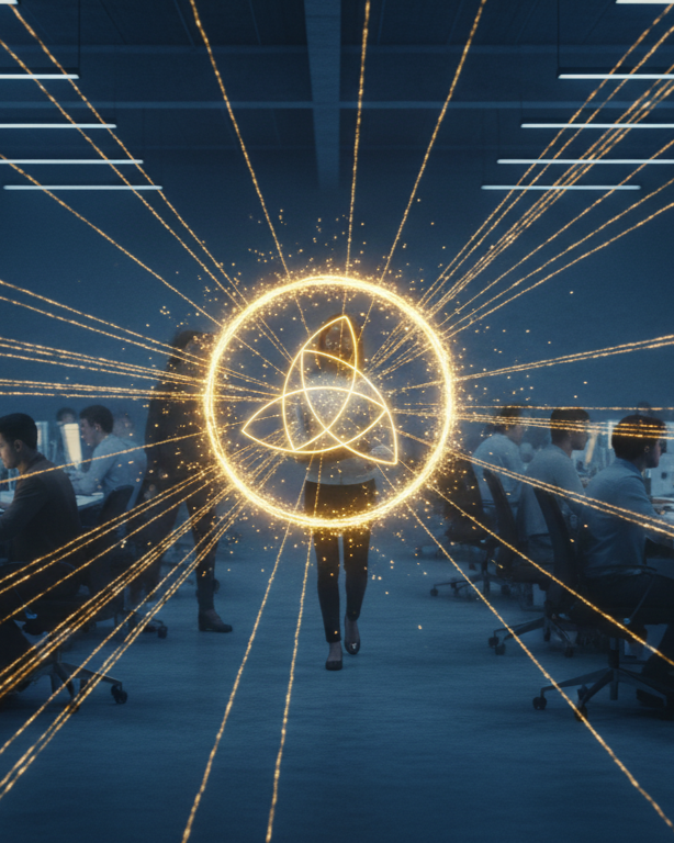 modern office with golden lines and AMMA Lab logo