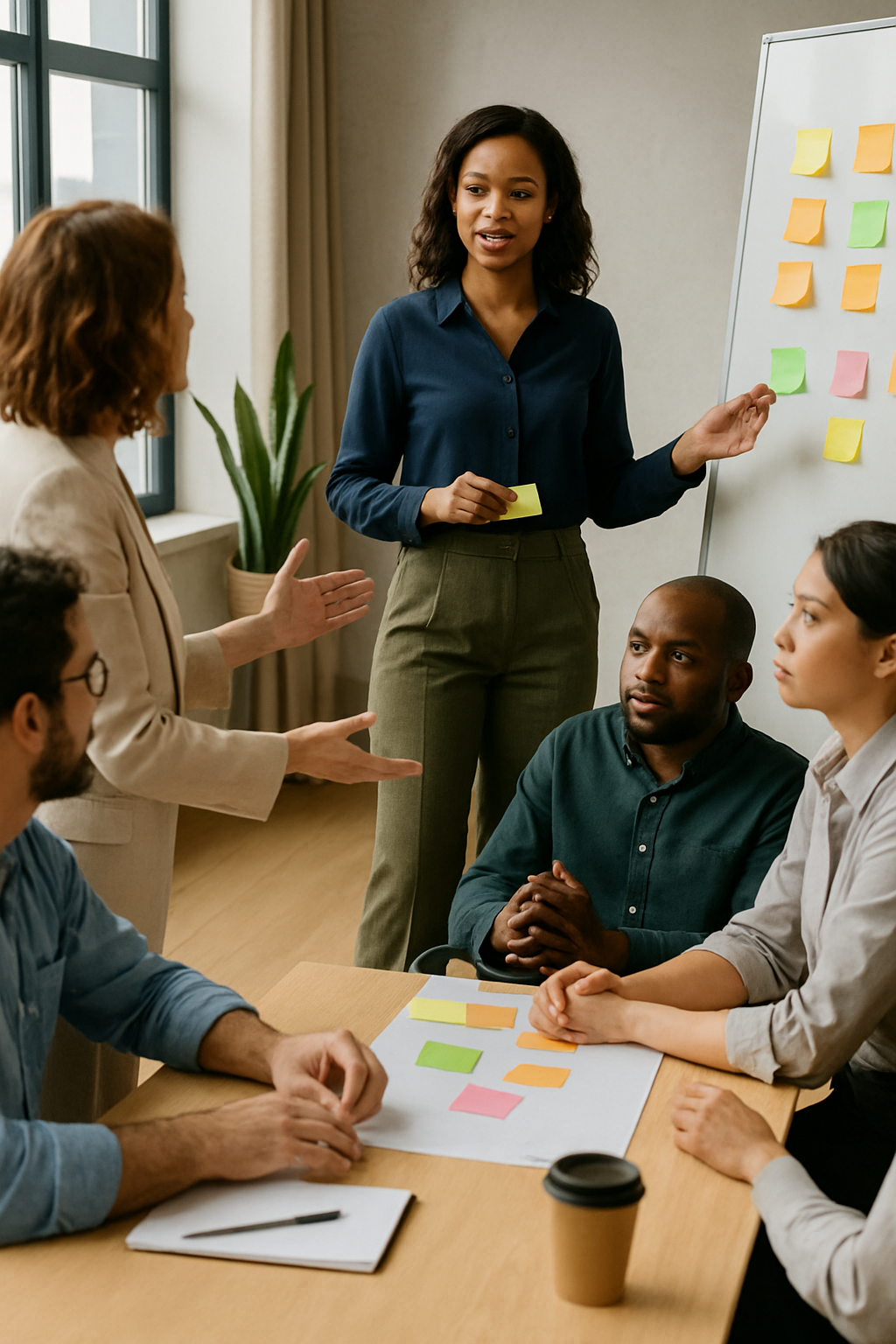 A group of team members in a facilitation session