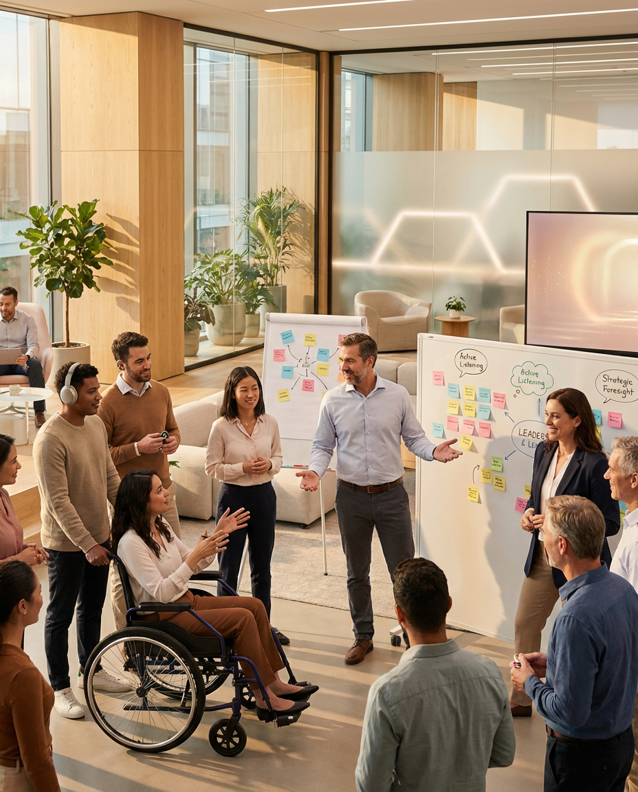 Group of people in a training activity in the office
