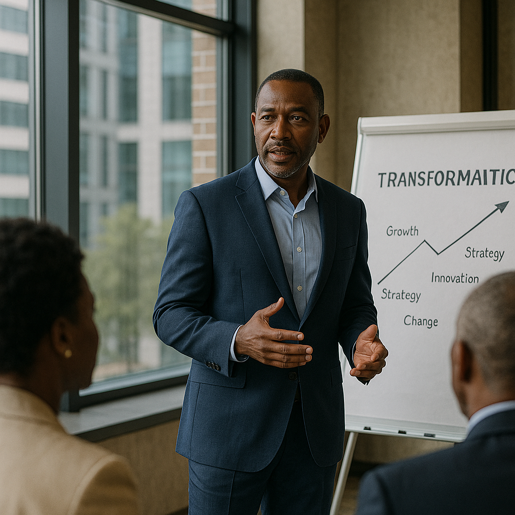 leader conducting an organisational transformation meeting