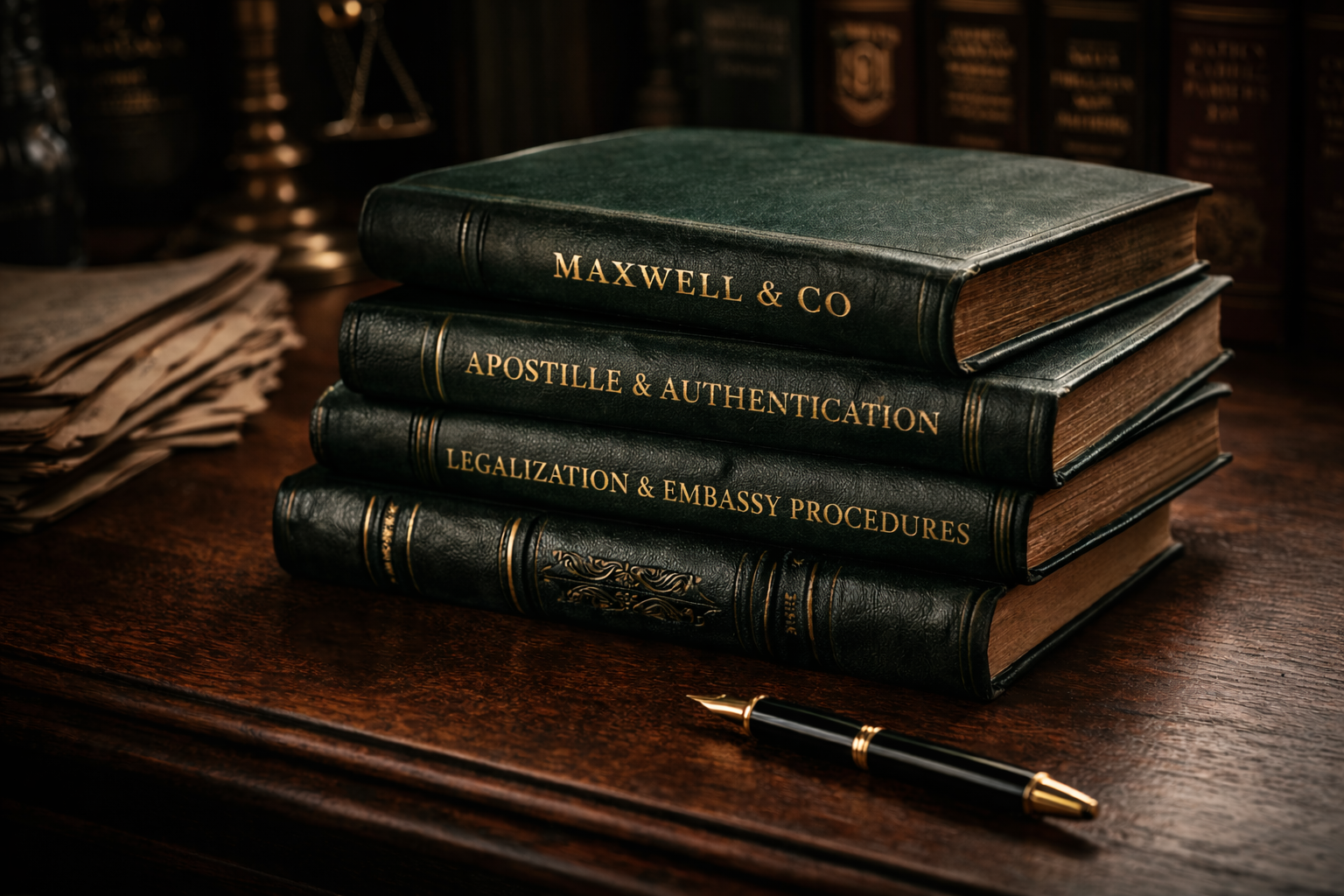 Legal documents and reference materials used in Maxwell & Co.’s authentication and apostille processes.