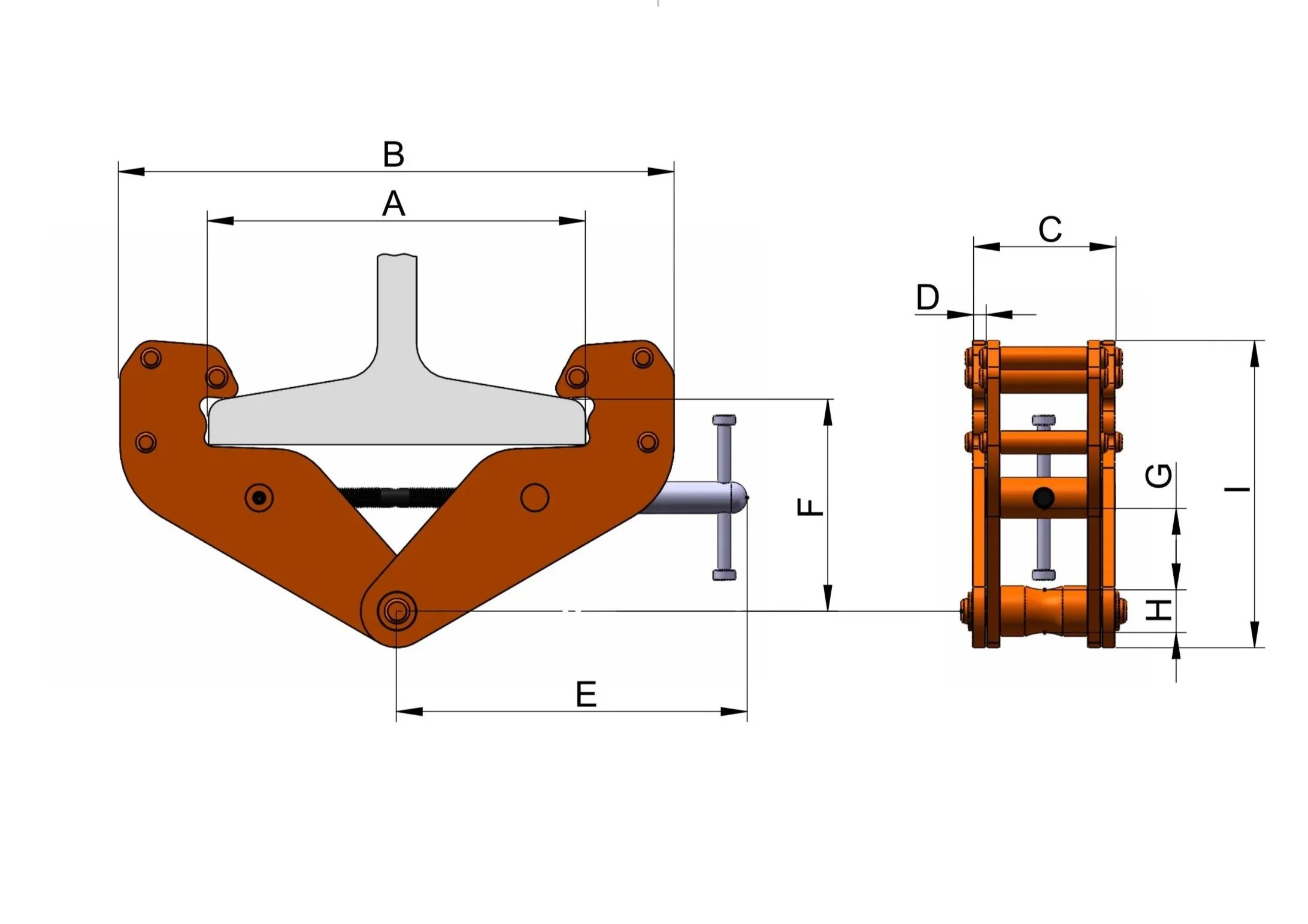 beam clamp technical drawing