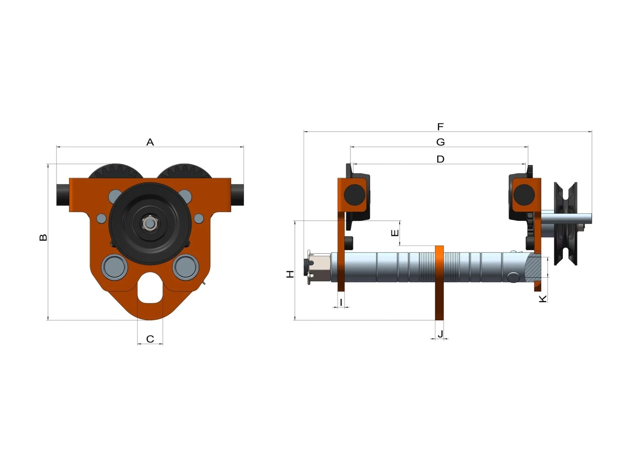 technical drawing geared trolley