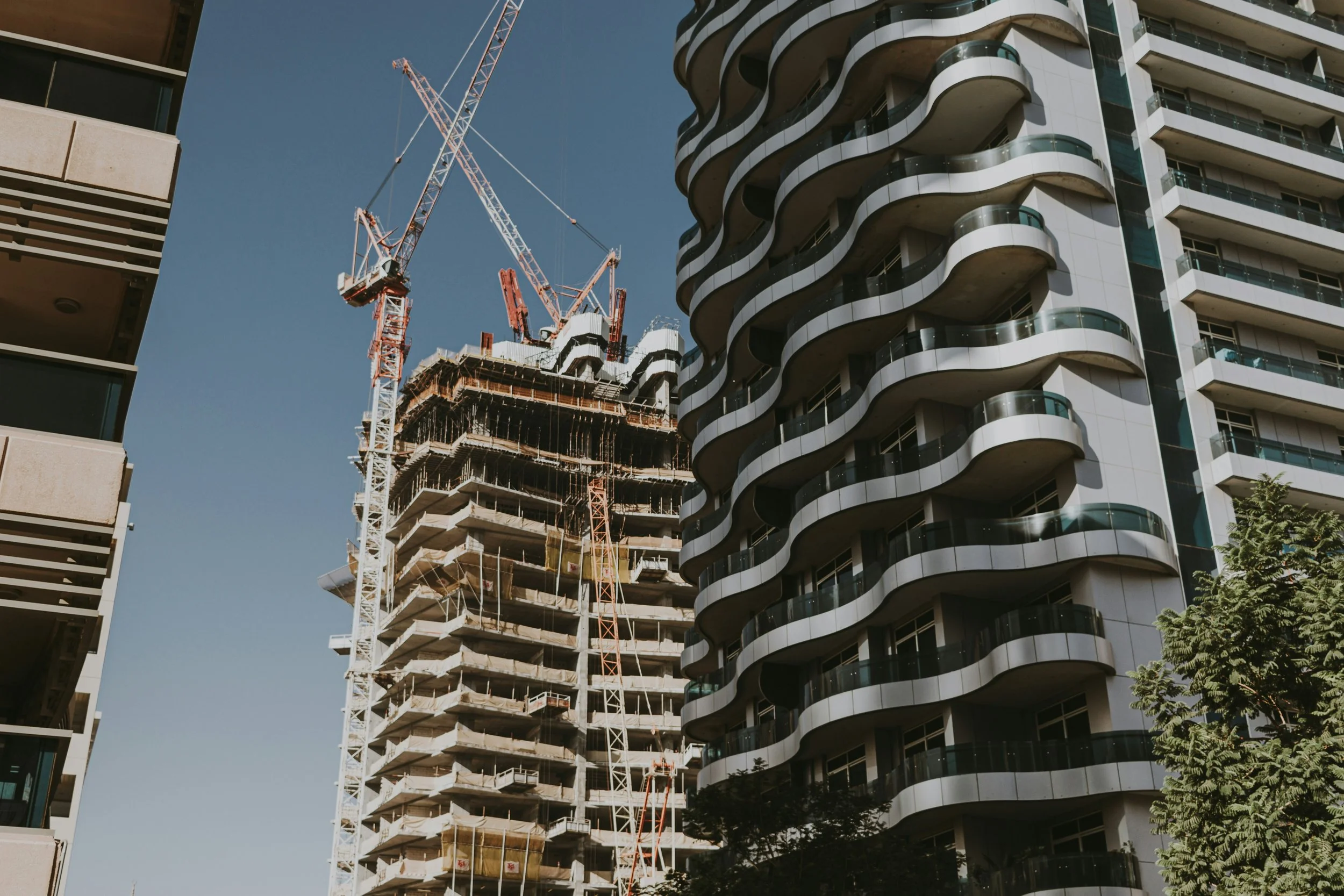 buildings with cranes