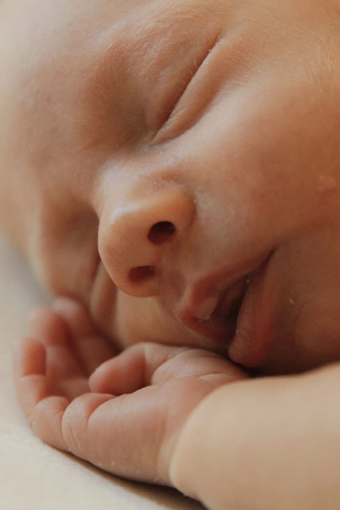 Los Angeles newborn photographer capturing close-up details of a sleeping baby