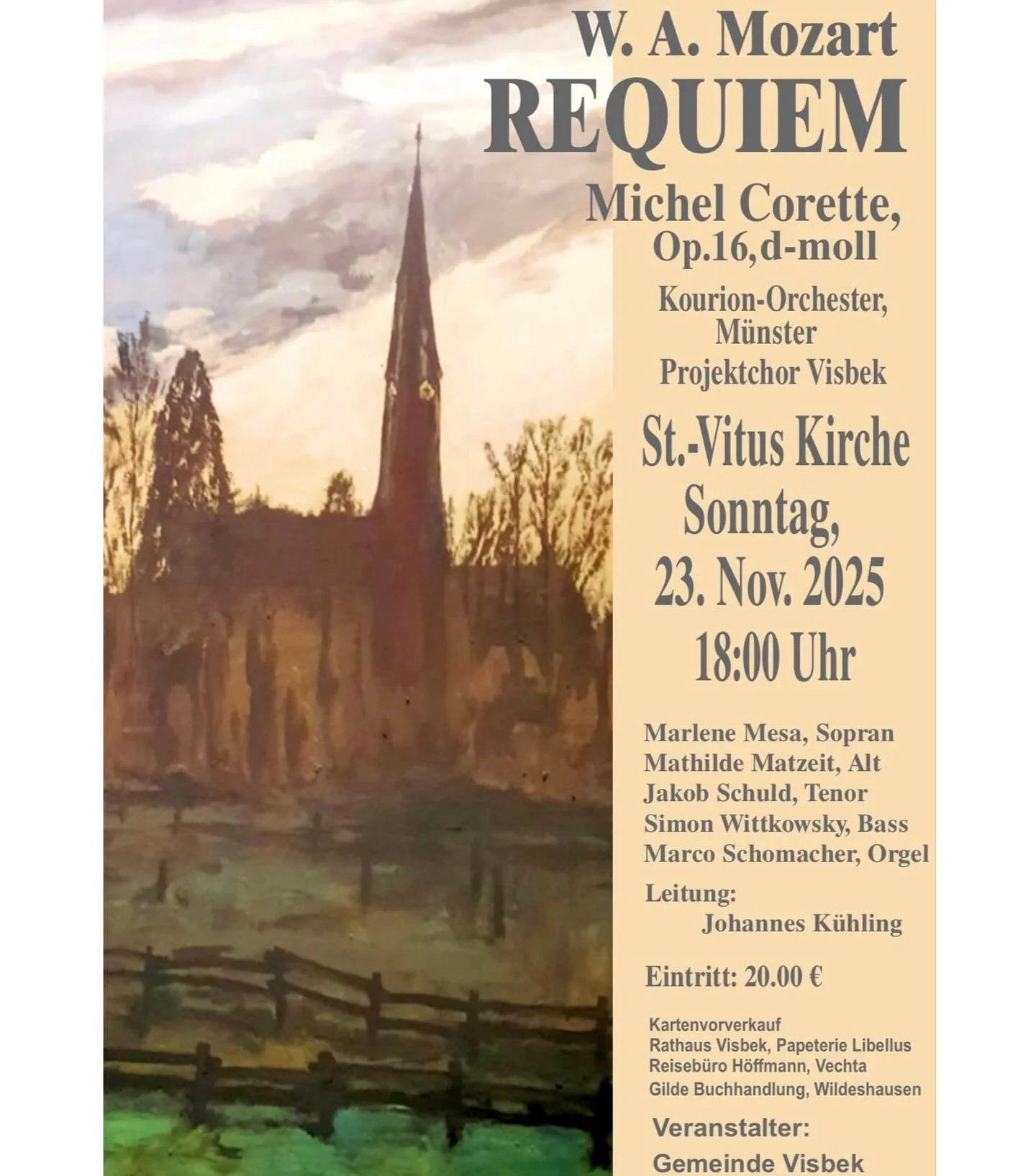 MOZART REQUIEM 🫀

Ende dieser Woche gibt&lsquo;s diese wundervolle Musik mit wundervollen Kolleg*innen in Visbek zu h&ouml;ren ✨

Gro&szlig;e Freude 🙌🏻

Marlene Mesa - Sopran
Mathilde Matzeit @mathildematzeit - Alt 
Jakob Schuld @rumorelirico - Te