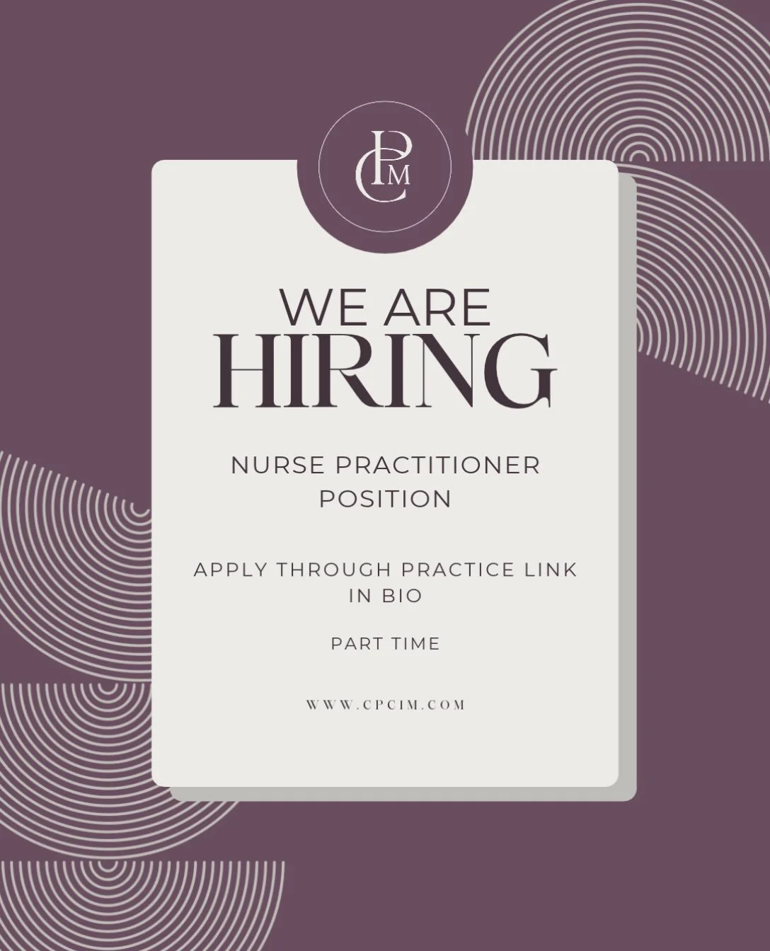 Thanks to the overwhelming support of our community, we are expanding our team and will be hiring another provider! We are looking for a part time nurse practitioner so if you are interested, please apply through the website link in our bio or below: